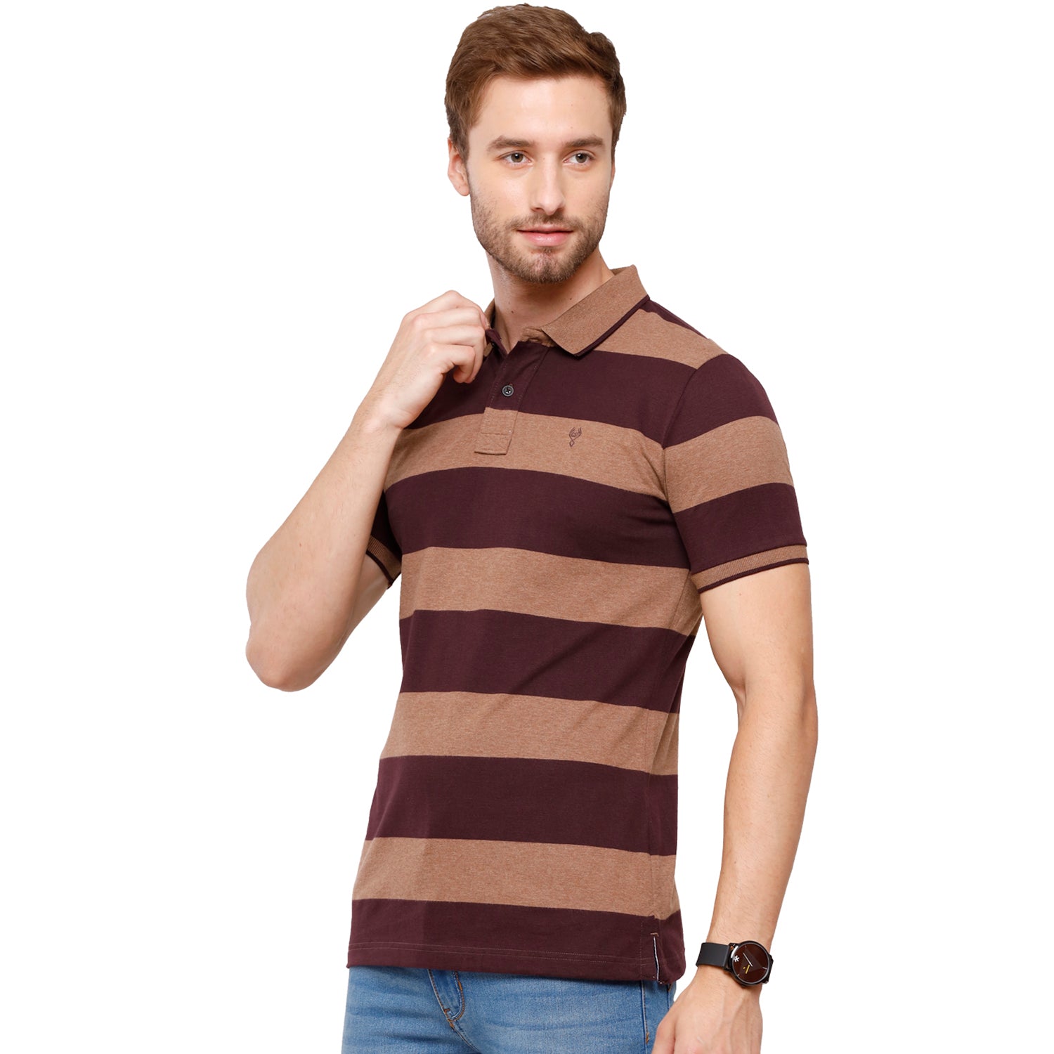 Classic Polo Mens Stripped Half Sleeve Slim Fit Polo Neck T-Shirt (CPEG - 275 A SF P) Classic Polo 