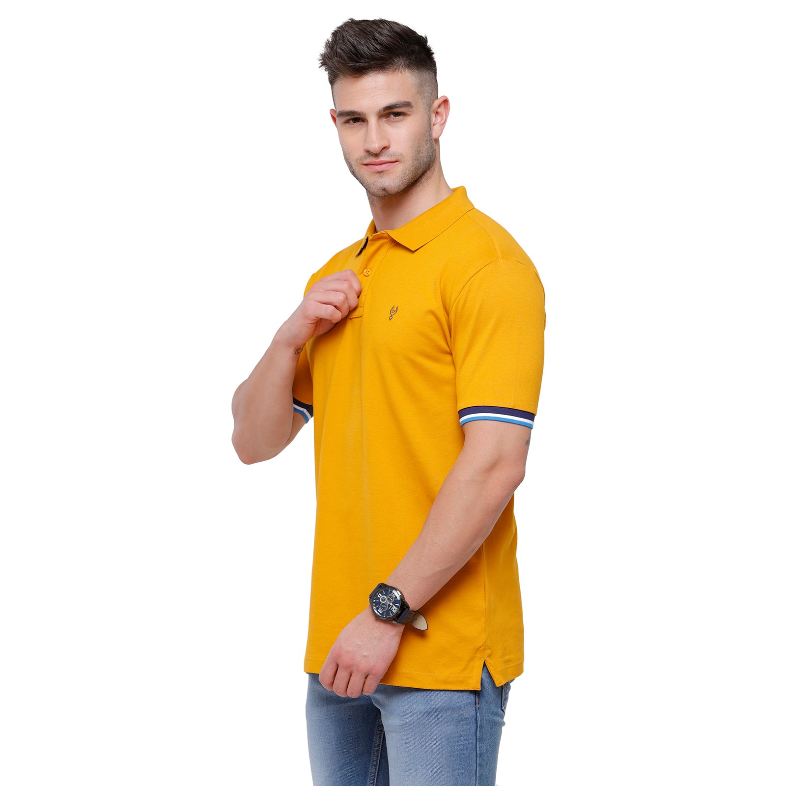 Classic polo Men's Yellow Lycra Cotton Stretch Polo Slim Fit T-Shirt - Tarte G.Yellow T-shirt Classic Polo 