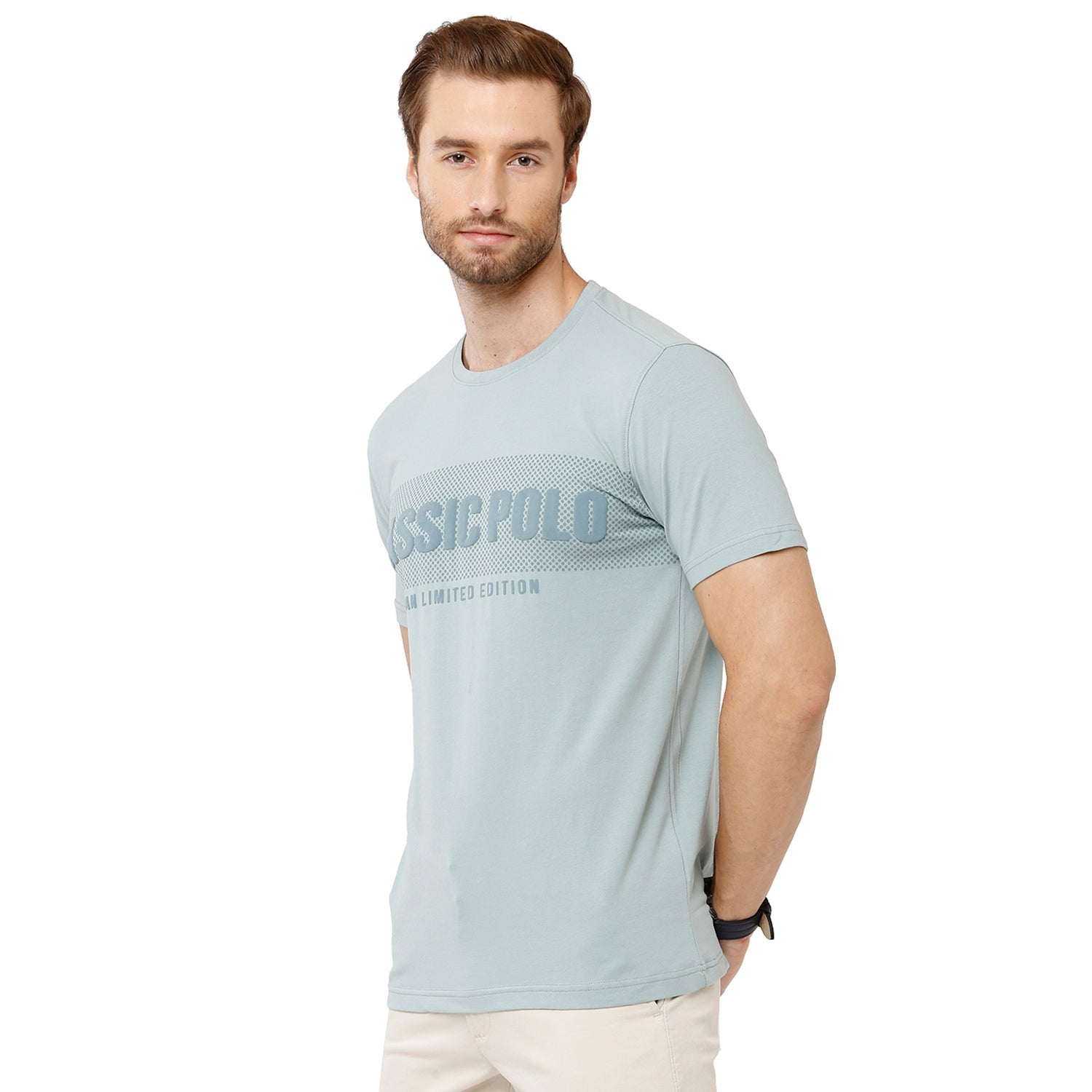 Classic Polo Men's Graphic Print Round Neck Slim Fit Cotton T Shirt - Baleno - 408 A T-shirt Classic Polo 