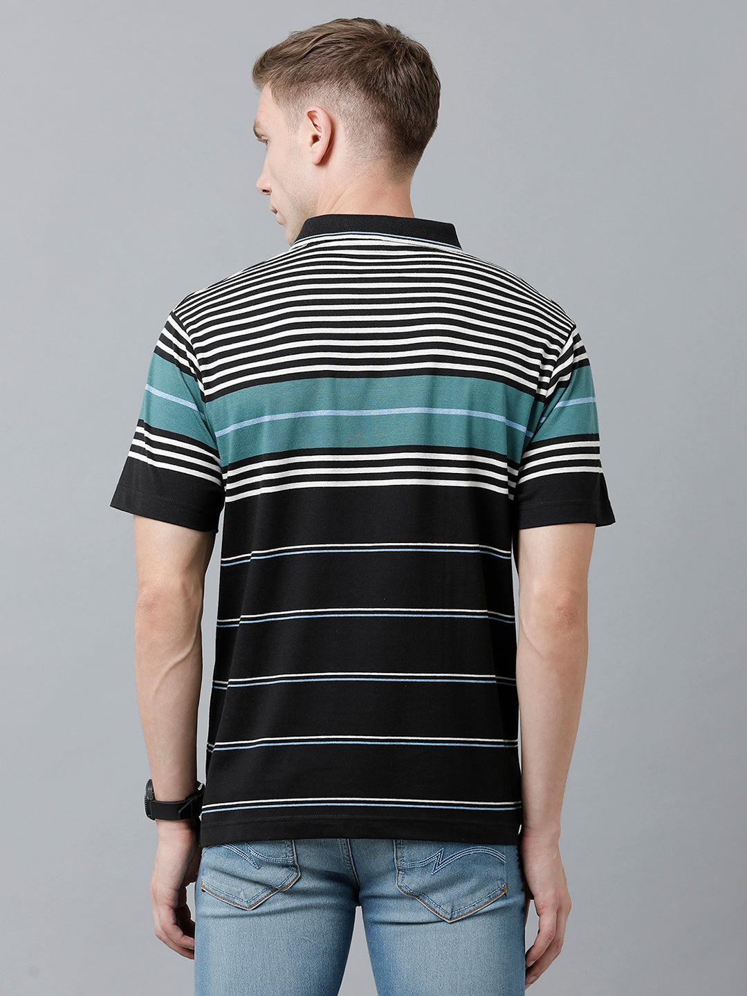 Classic Polo Men's Cotton Blend Half Sleeve Striped Authentic Fit Polo Neck Multicolor Color T-Shirt | Mel - 230 B
