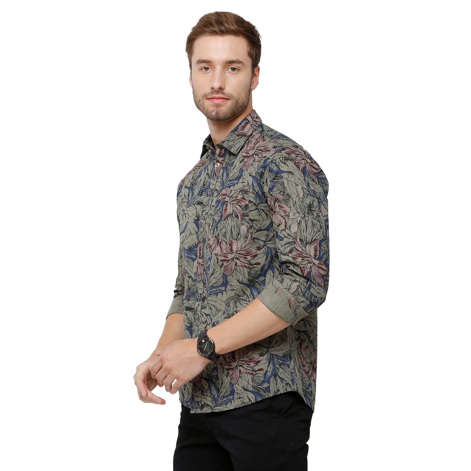 Swiss Club Mens Cotton Printed Slim Fit Green & Blue Colour Woven Shirt - S-SC-121 A Shirts Swiss Club 