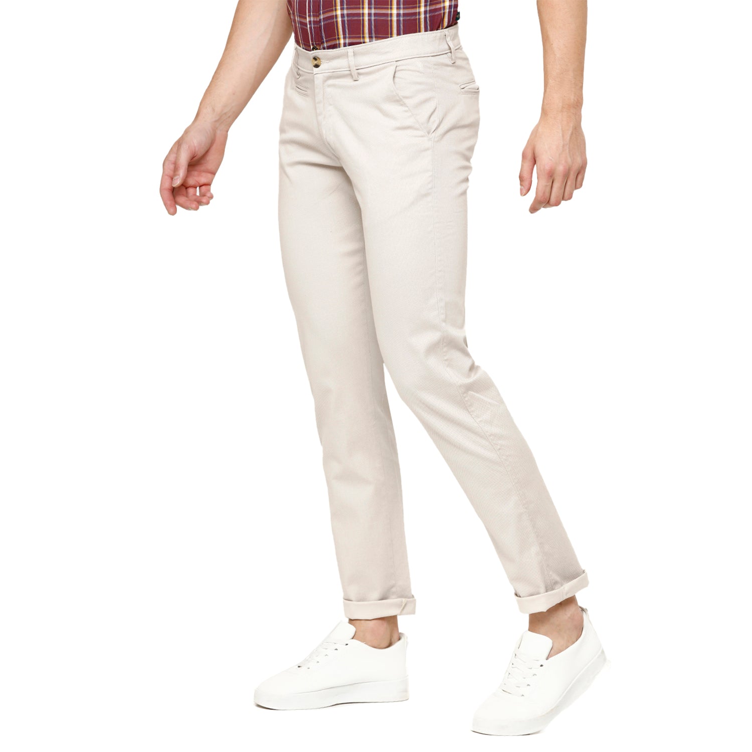 Swiss Club Men's Chisel Fit Cream Solid Cotton Blend Trousers - T-SC-37 A-CRE Swiss Trouser Swiss Club 