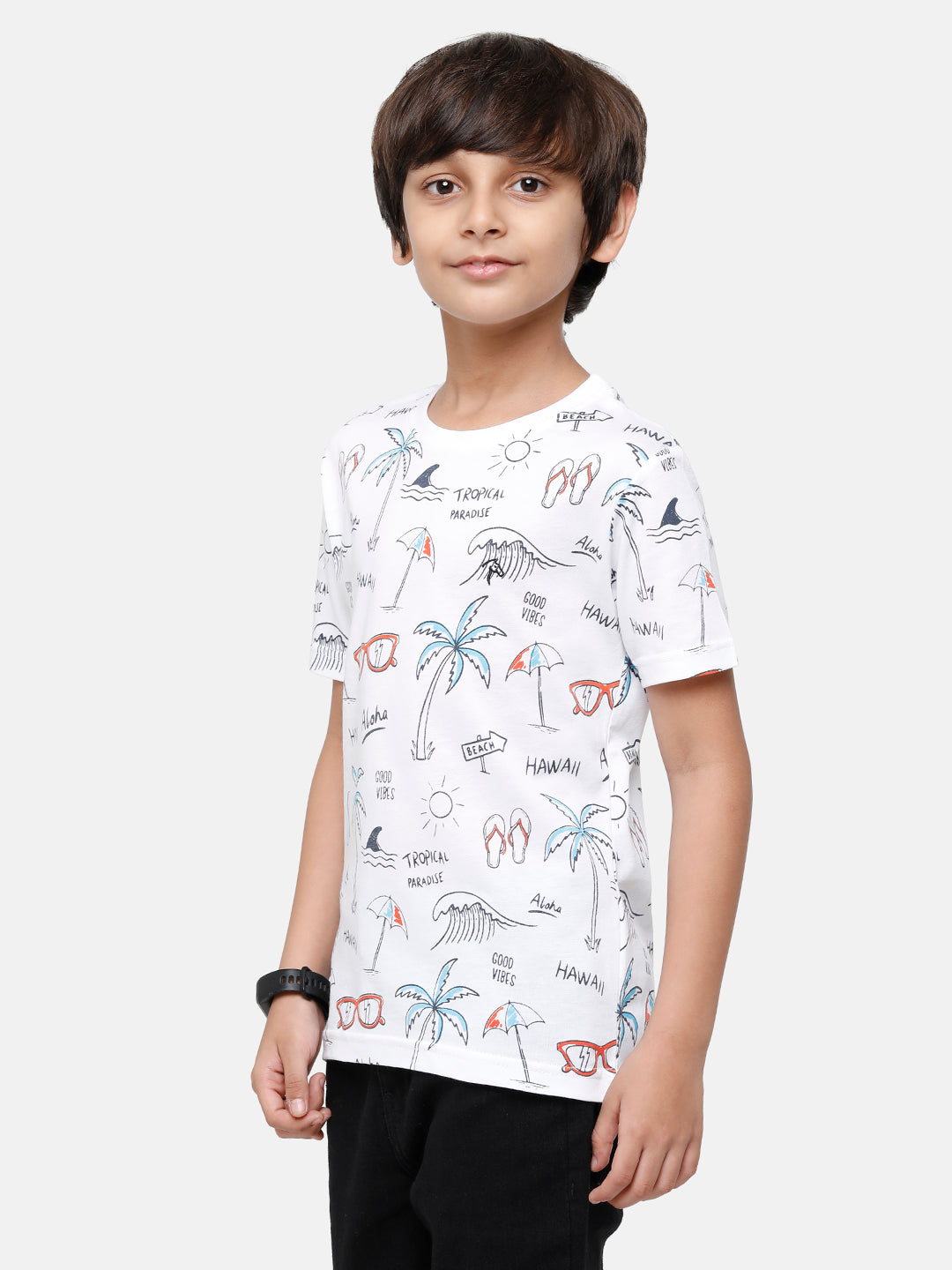 CP Boys 100% Cotton Printed Slim Fit Round Neck T-Shirt T-shirt Classic Polo 