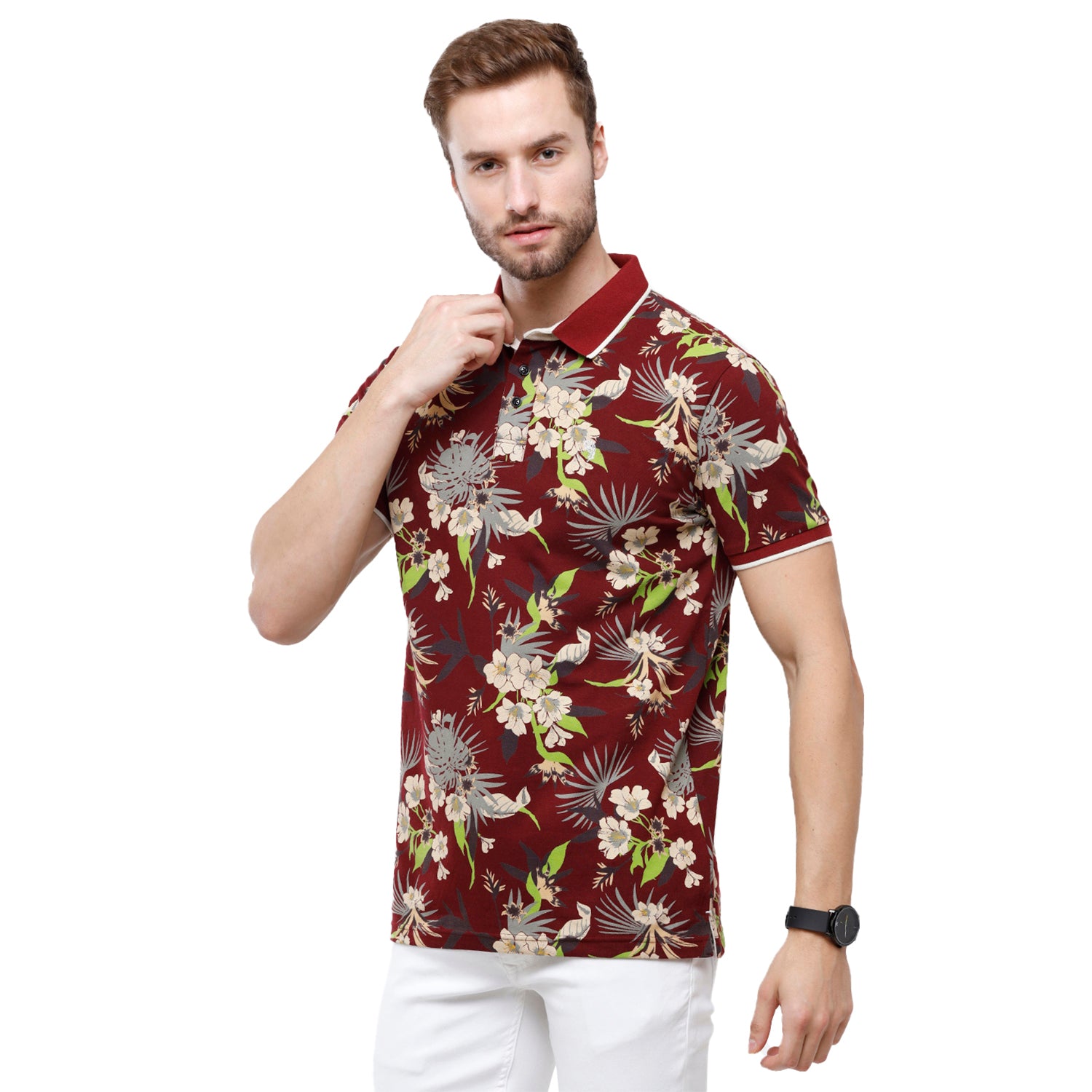 Swiss Club Mens Printed Slim Fit Half Sleeve Polo Neck T-Shirt (STAG - 207 B SF P) T-shirt Swiss Club 