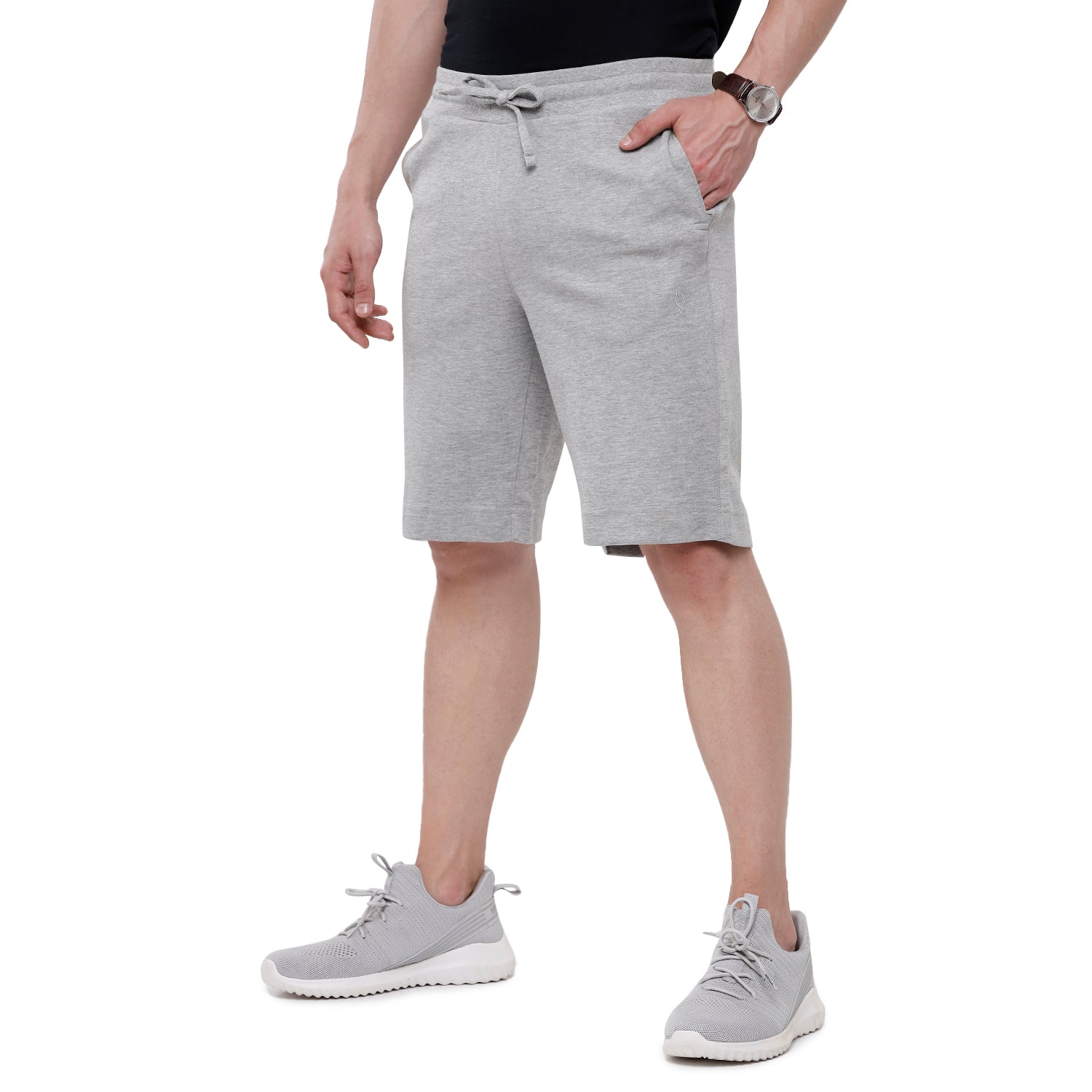 Classic Polo Mens Solid Slim Fit Shorts (NOS-DYNA - GREY MEL) Classic Polo 