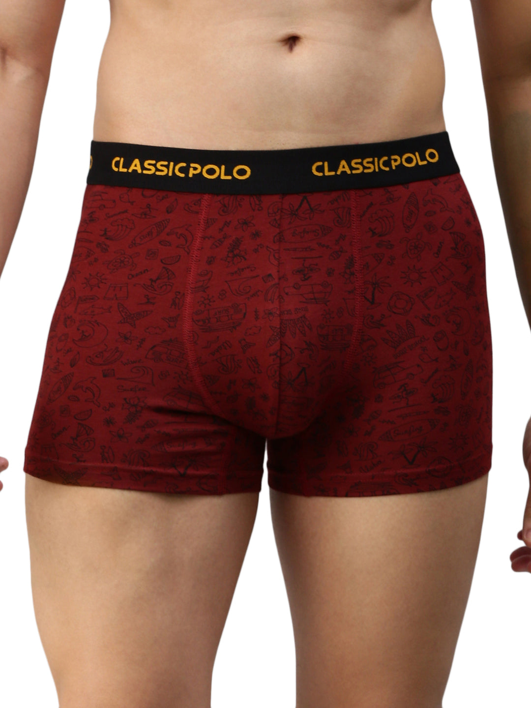 Classic Polo Men's Modal Printed Trunks | Glance - Red & Yellow (Pack of 2)