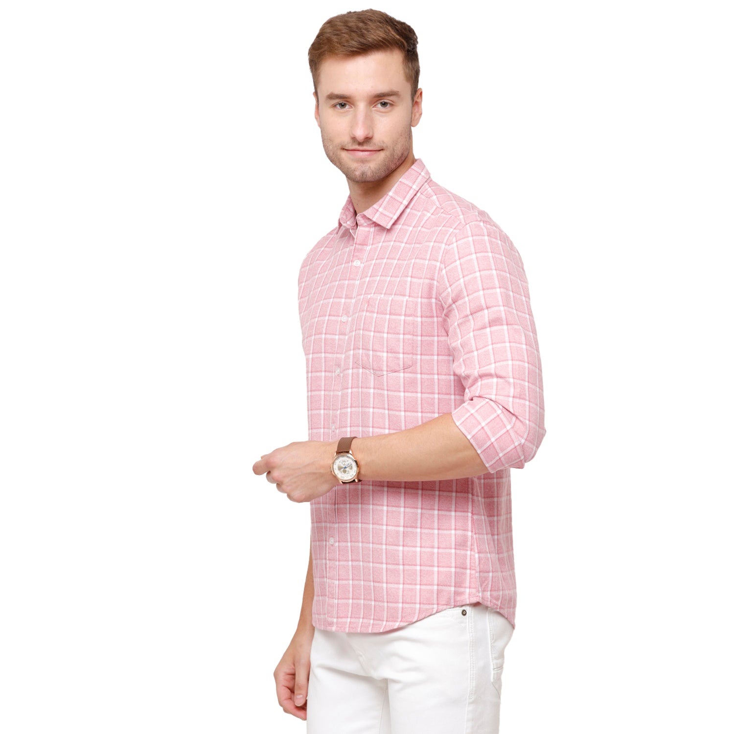 Swiss Club Men's Pink Checkered Slim Fit Casual Half Sleeve Shirt - S-SC-89 B Shirts Swiss Club 