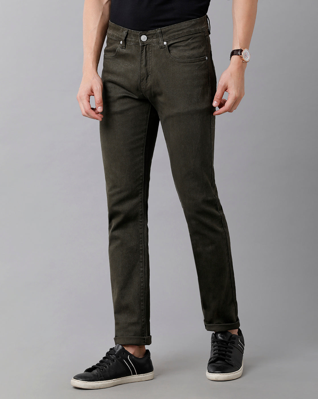 Classic Polo Men's Cotton Solid Slim Fit Green Color Denim | Cpodn2-01 E