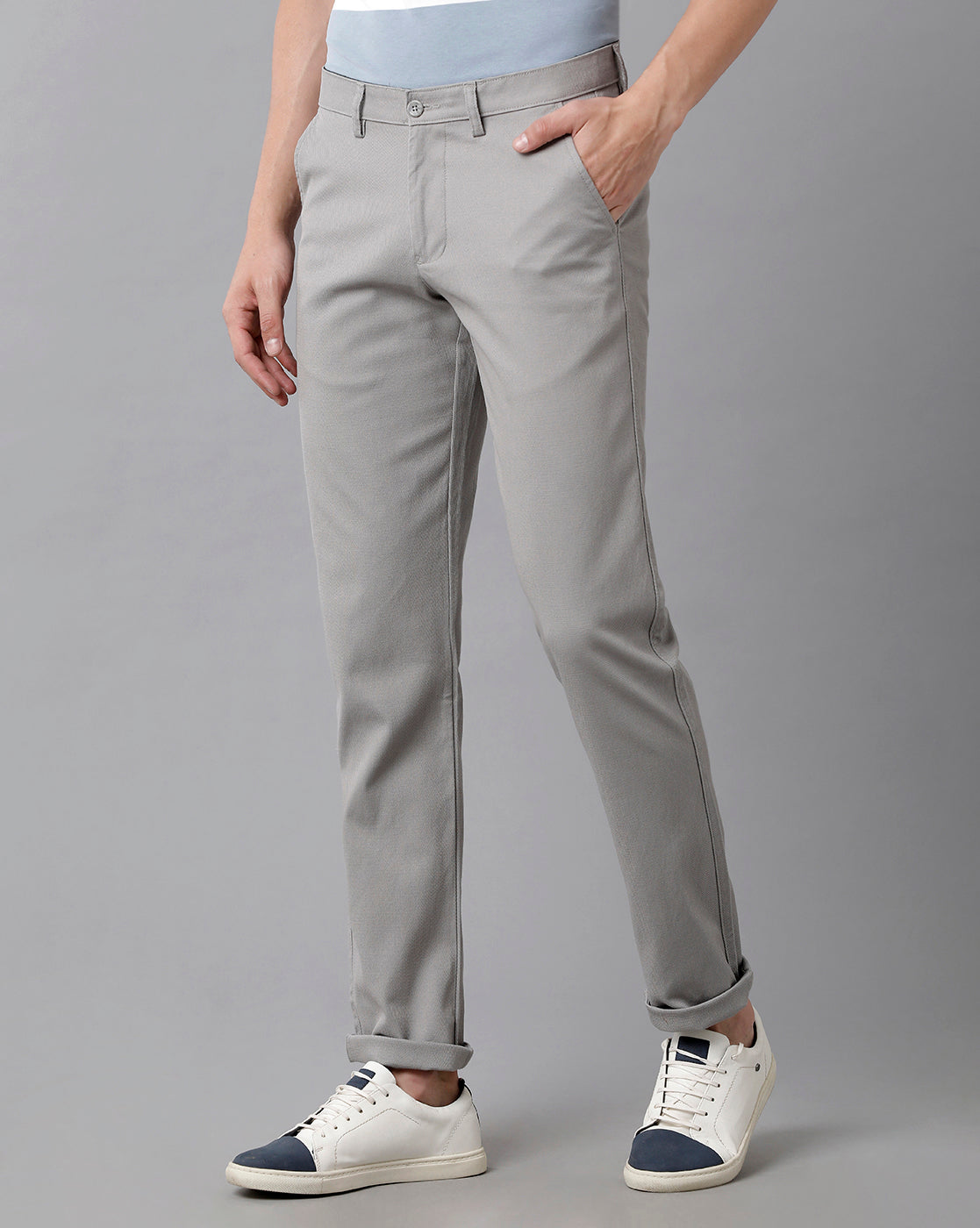 Classic Polo Men's Cotton Solid Slim Fit Blue Color Trousers | Tn2-08 A