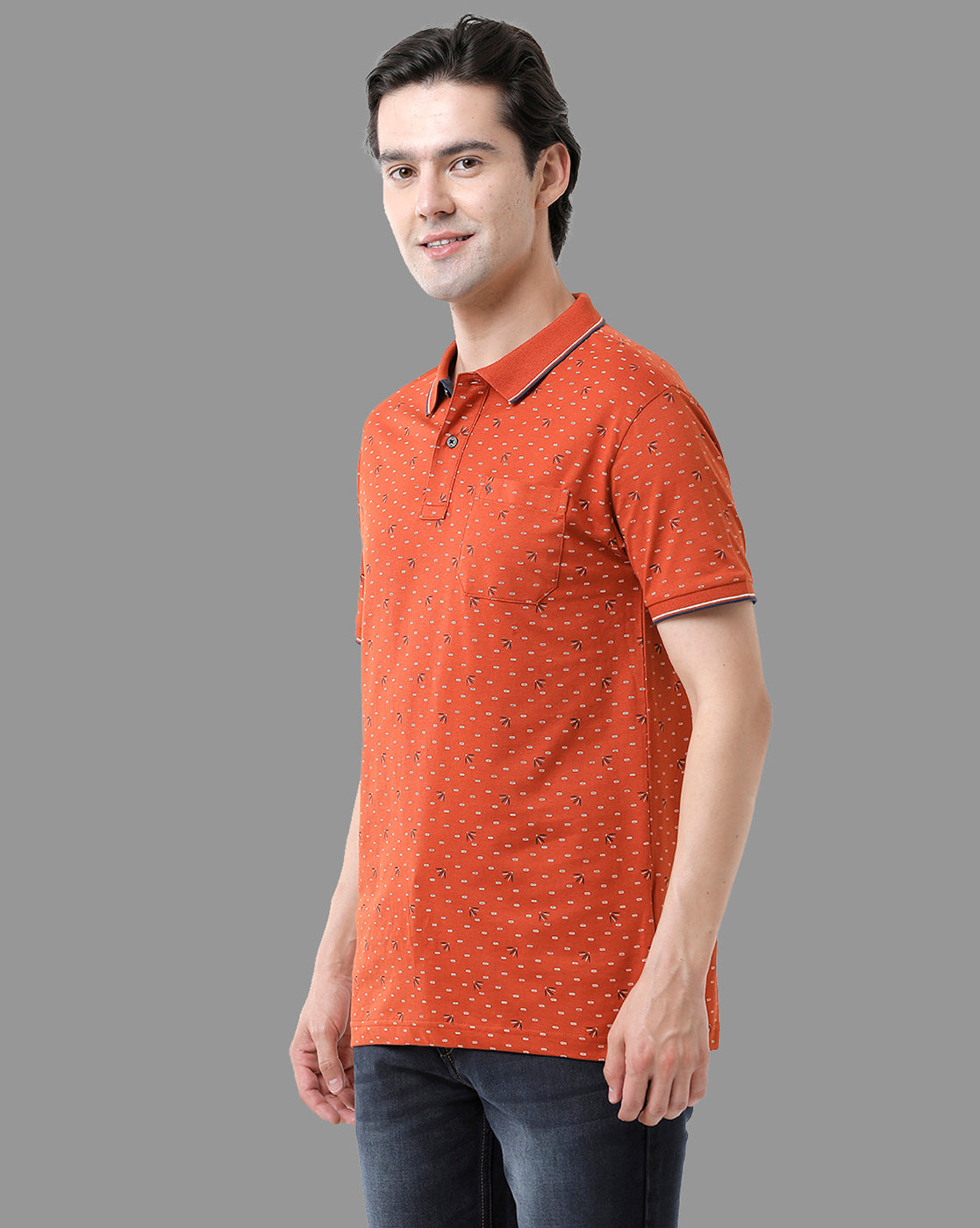 Classic Polo Mens Cotton Half Sleeve Printed Slim Fit Polo Neck Red Color T-Shirt | Bello - 180 A