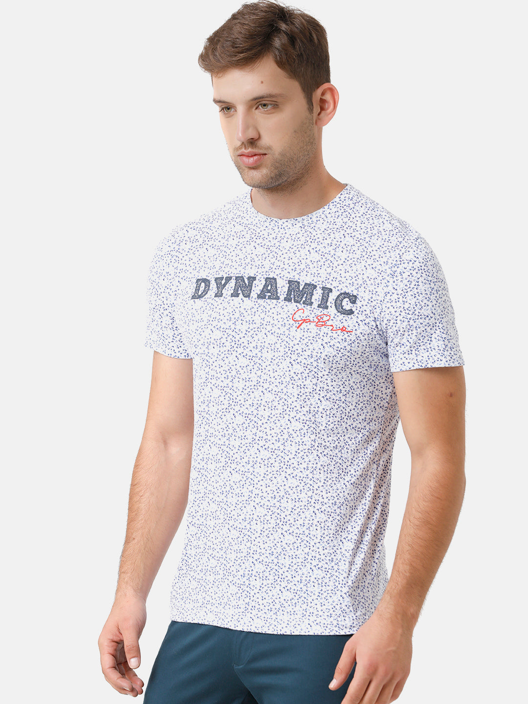 CP BRO Men's Cotton Half Sleeve Printed Slim Fit Round Neck Multicolor T-Shirt | Brcn 497