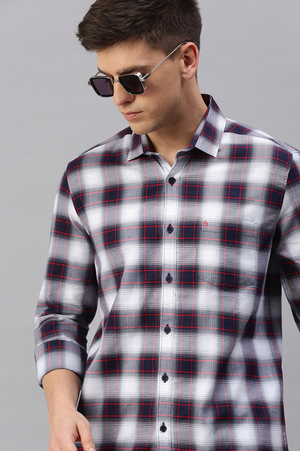 Classic Polo Men's Cotton Full Sleeve Checked Slim Fit Polo Neck Multicolur Woven Shirt | So1-157 A