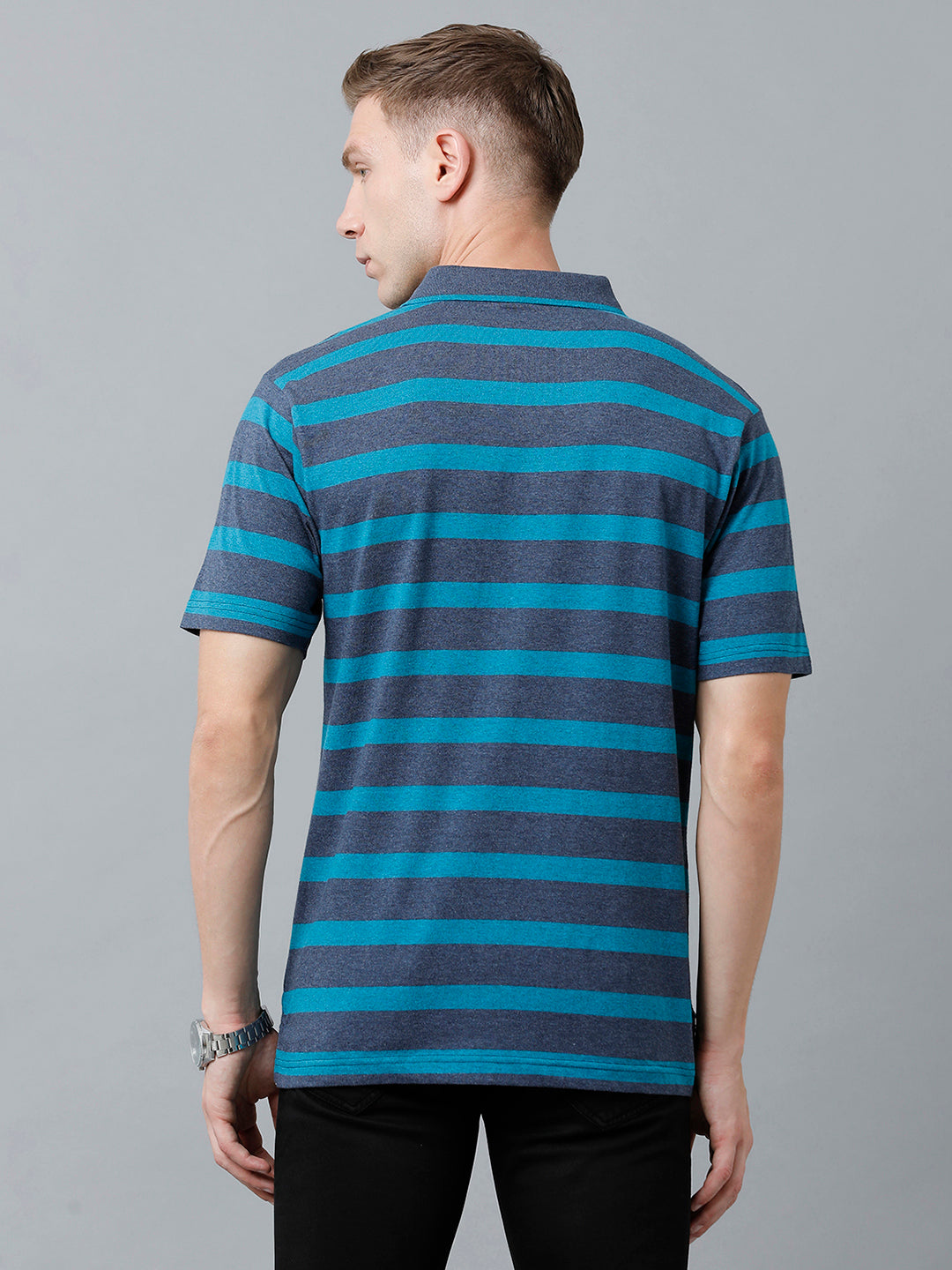 Classic Polo Men's Cotton Blend Half Sleeve Striped Authentic Fit Polo Neck Multicolor Color T-Shirt | Mel - 224 A