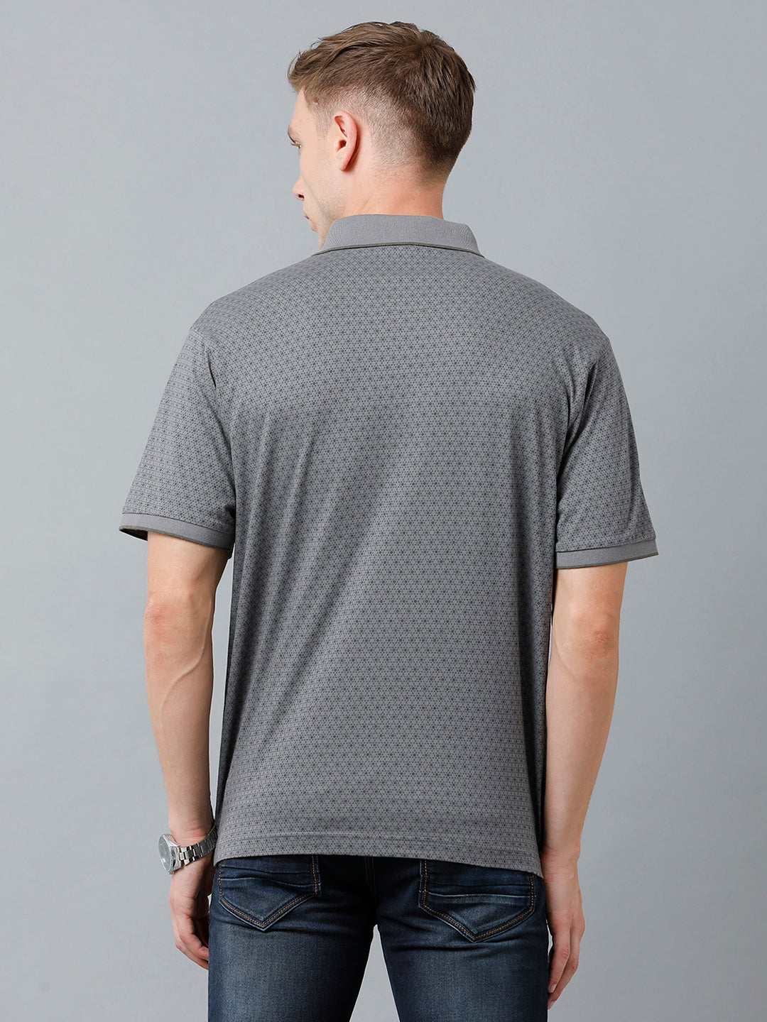 Classic Polo Men's Cotton Half Sleeve Printed Authentic Fit Polo Neck Dark Grey Color T-Shirt | Carve Polo - 08 B