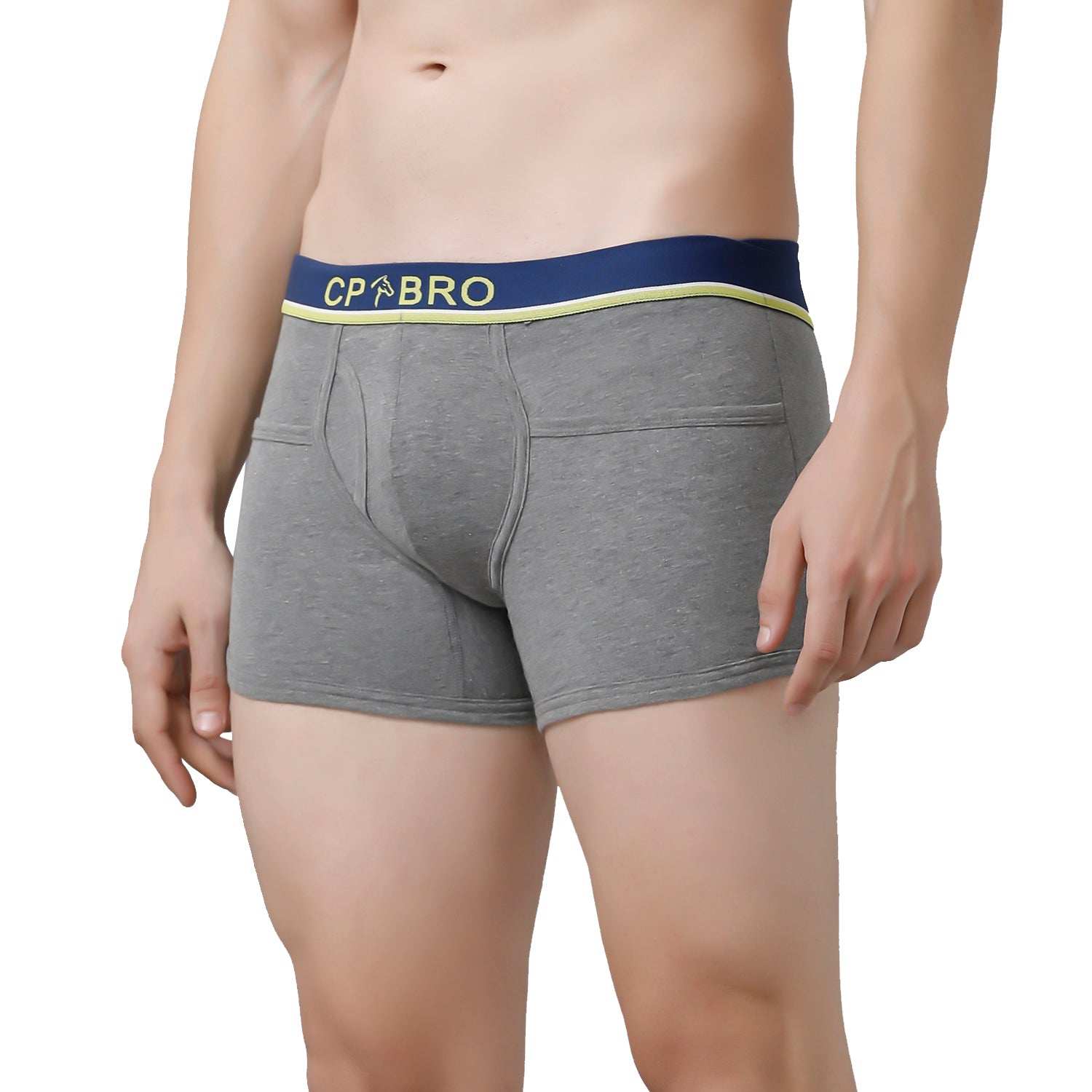 CP BRO Men's Solid Trunks with Exposed Waistband Value Pack - Grey (Pack of 2)