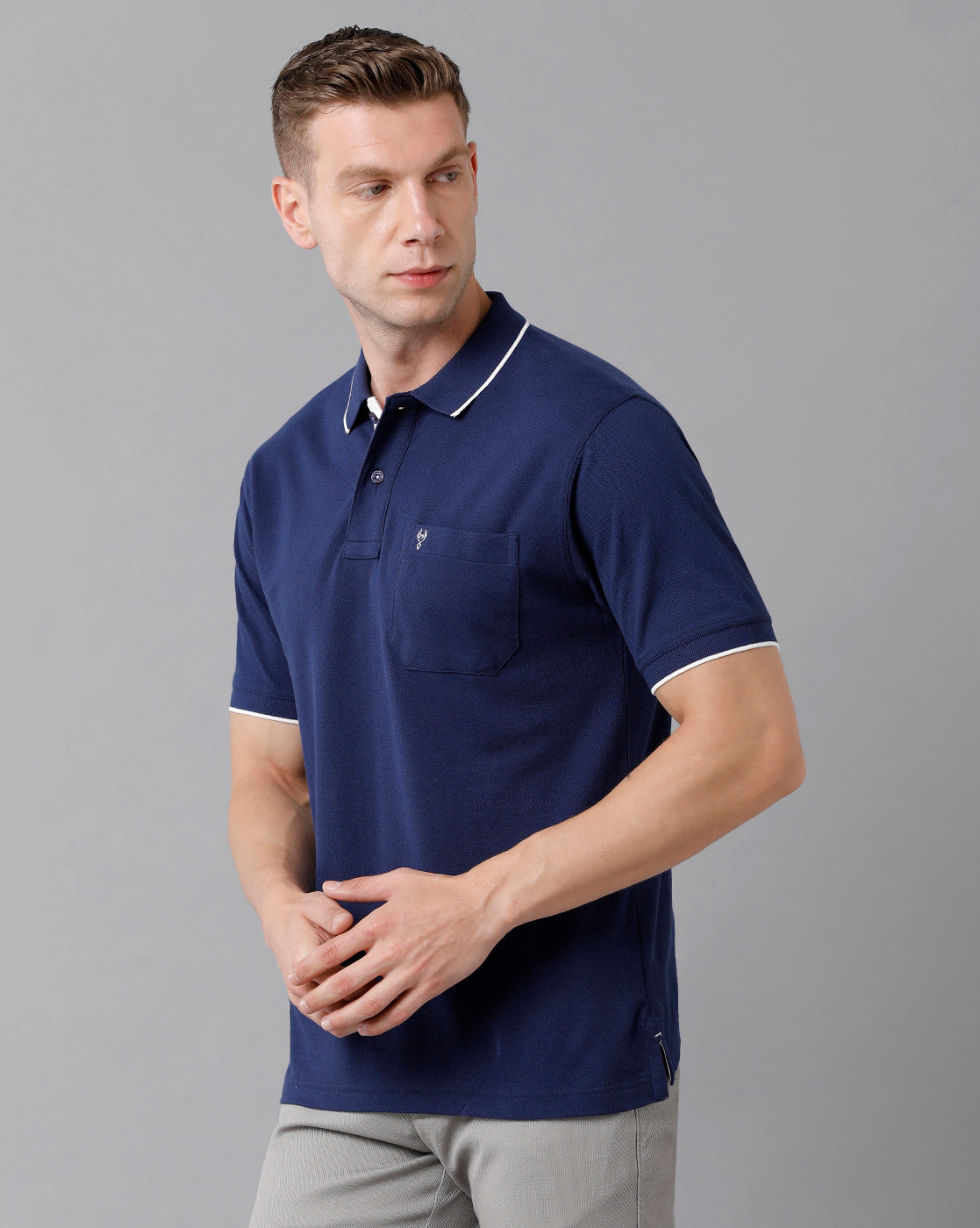 Classic Polo Men's Smart Double Pique Polo Half Sleeve Authentic Fit T-Shirt | Nova - Dark Navy