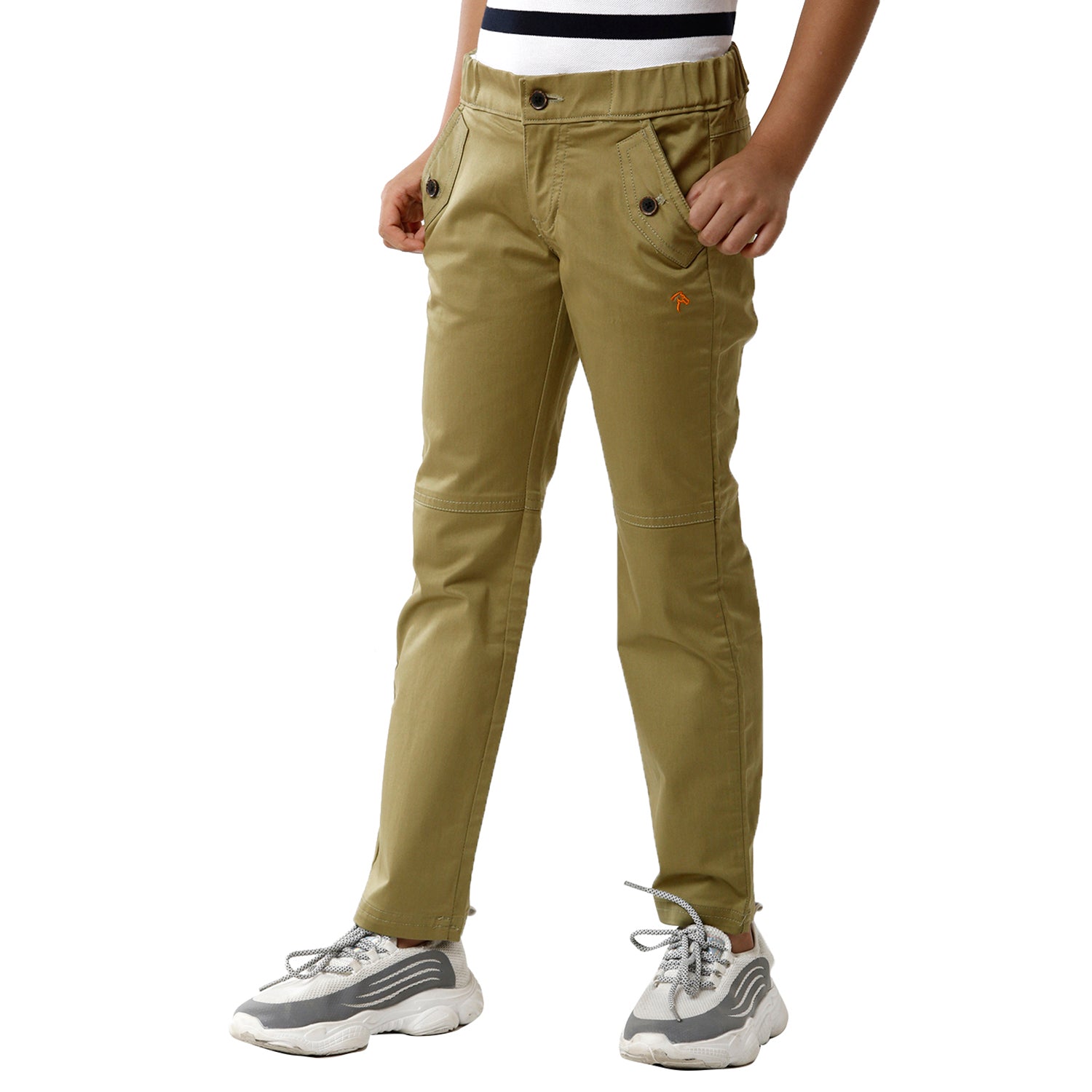 Classic Polo Bro Boys Cotton Solid Slim Fit Olive Green Color Trouser - BBTR S1 06A Pants Classic Polo 