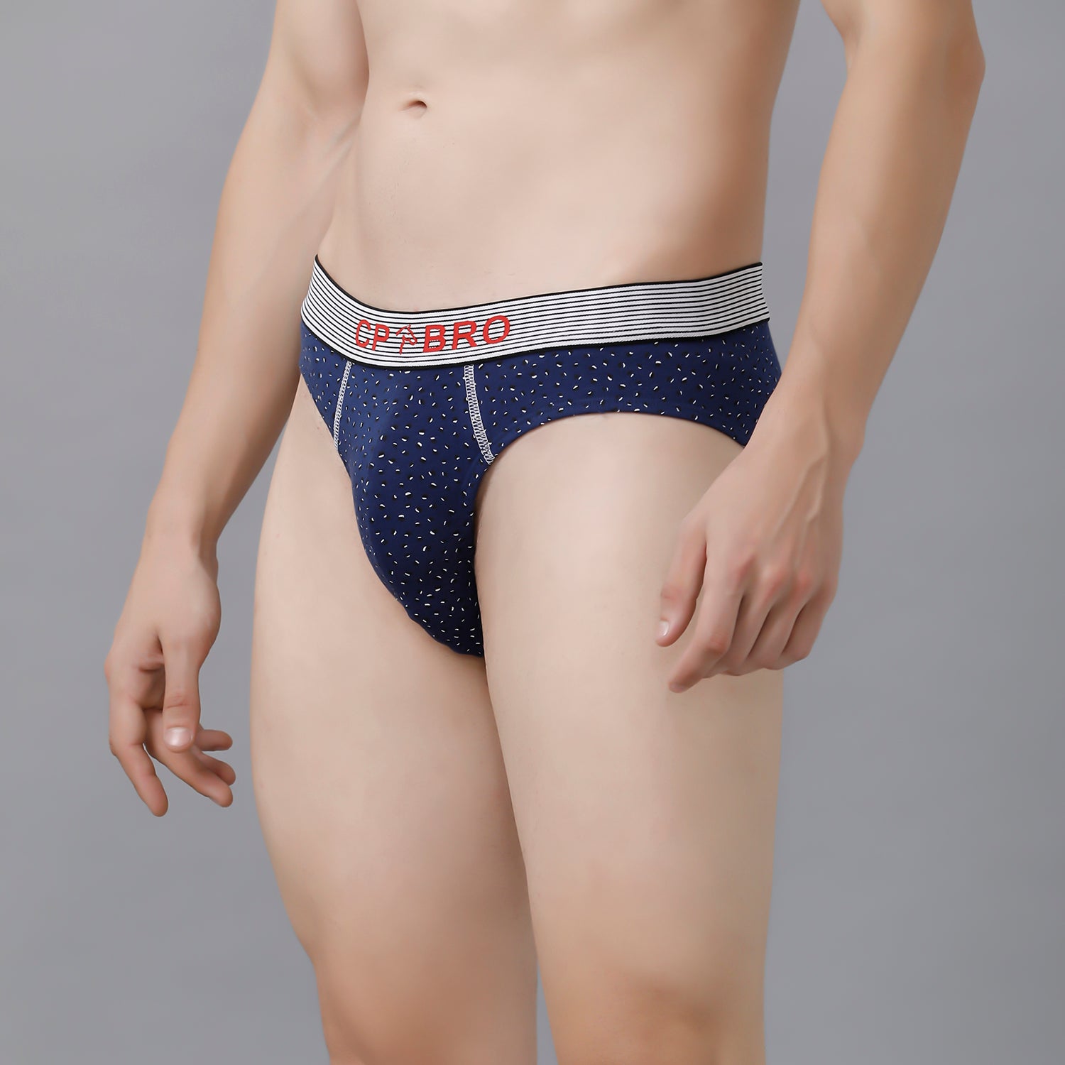 CP BRO Men's Printed Briefs with Exposed Waistband - Navy Micro Print