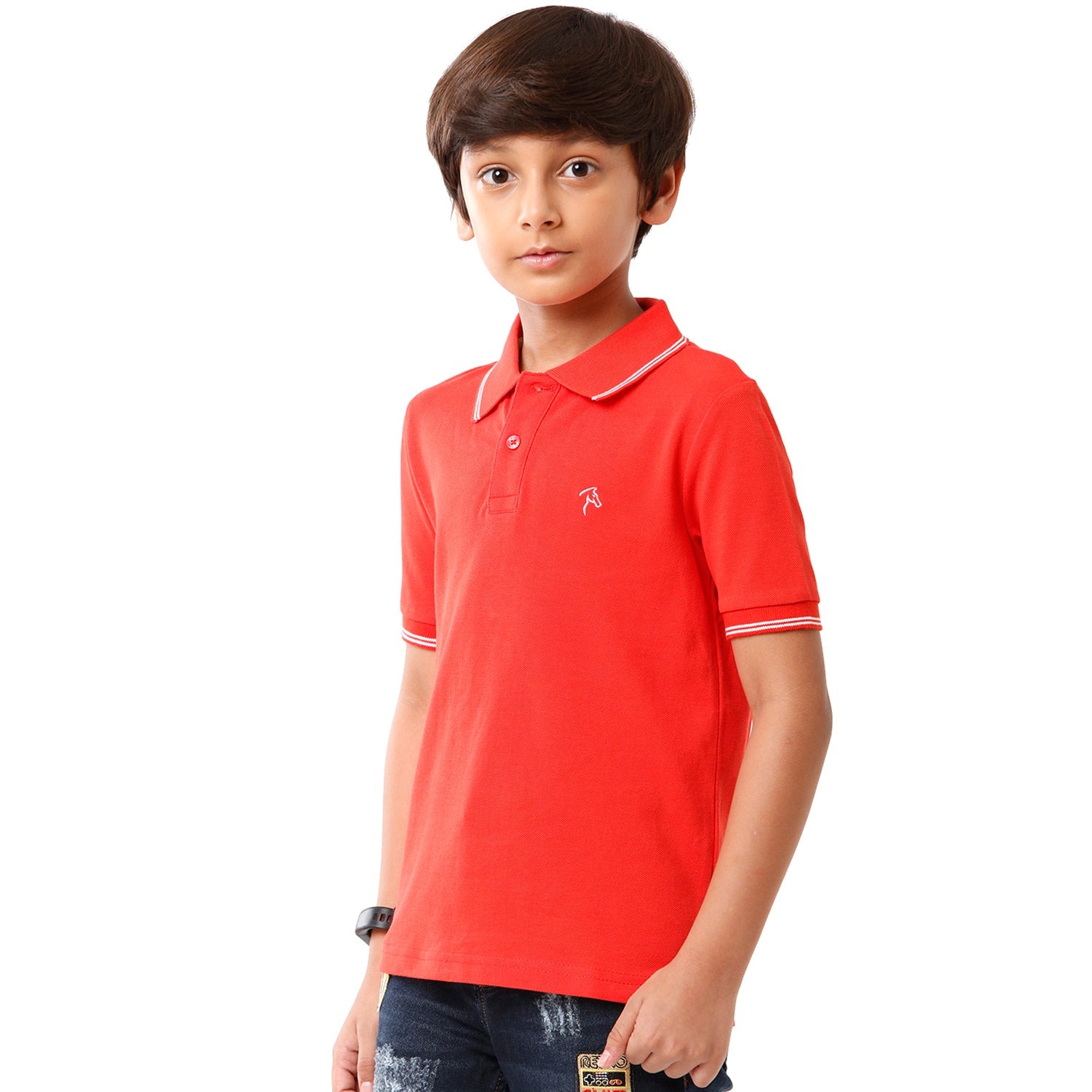 Classic Polo Bro Boys Solid Half Sleeve Slim Fit Polo Neck Red Color T-Shirt - BBP 01 T-shirt Classic Polo 