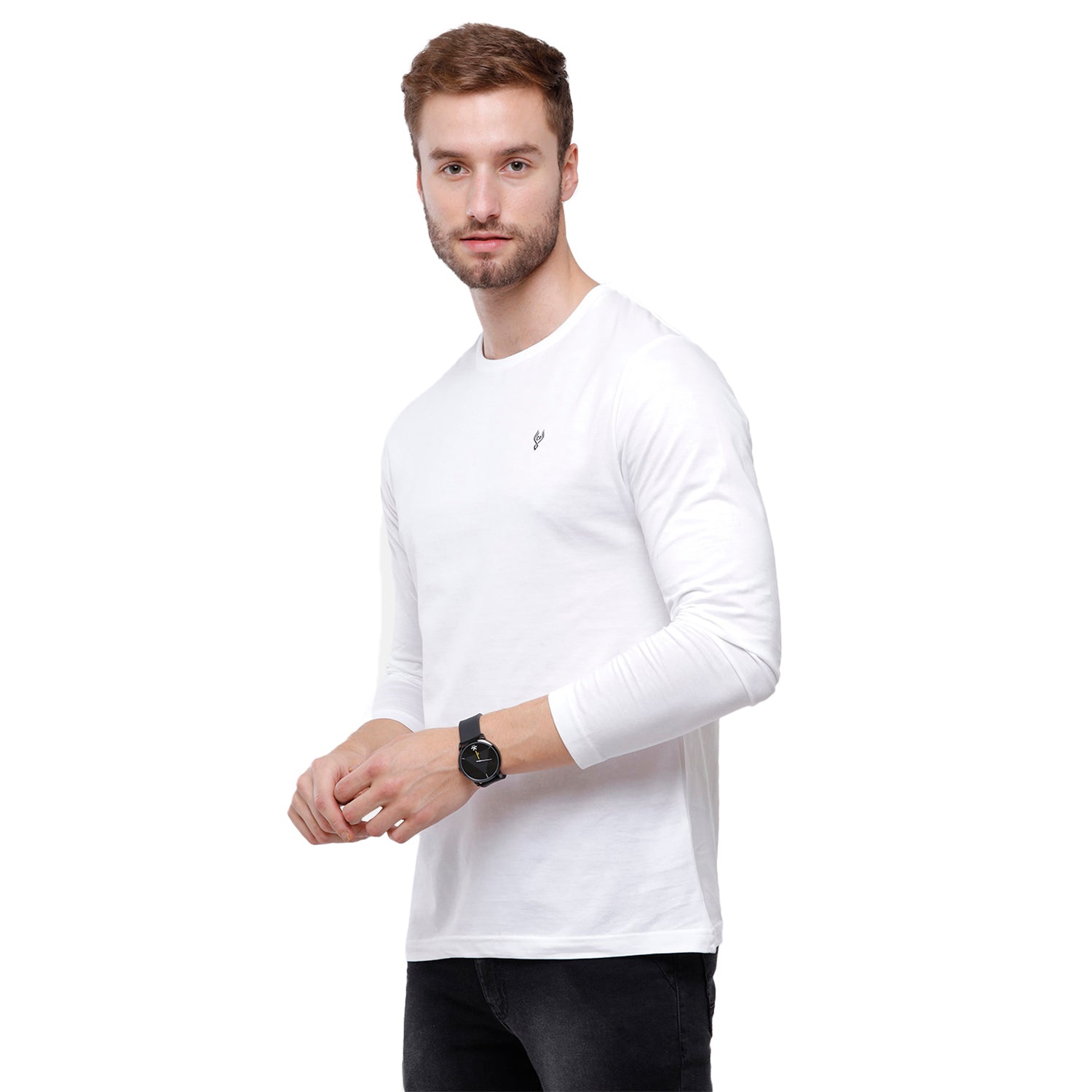 Classic polo Men's White Single Jersey Crew Neck Full Sleeve Slim Fit T-Shirt - Comet 01 T-shirt Classic Polo 