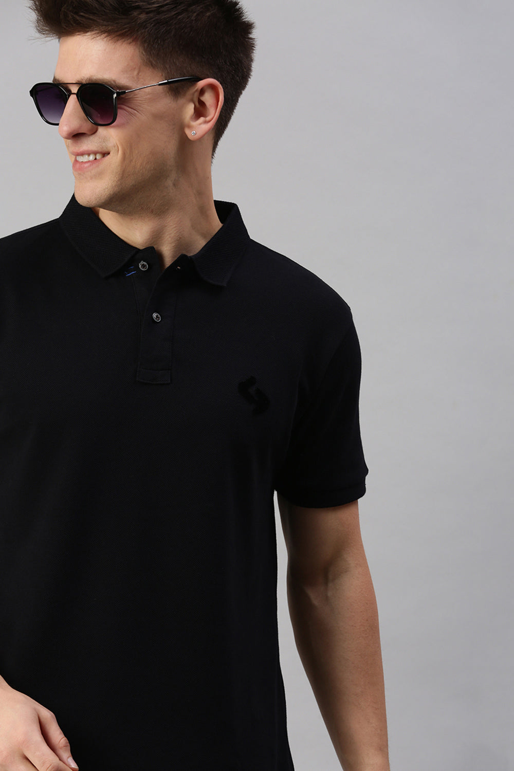 Classic Polo Men's Cotton Half Sleeve Solid Slim Fit Polo Neck Black Color T-Shirt | Prm - 750 A