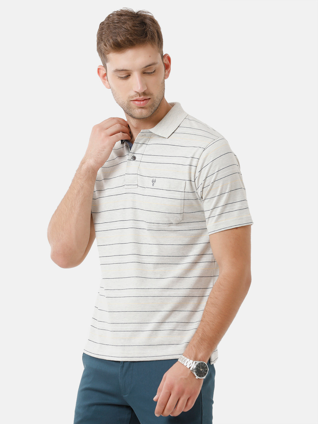 Classic Polo Mens Cotton Half Sleeve Striped Authentic Fit Polo Neck Multicolor T-Shirt | M.Flash 20