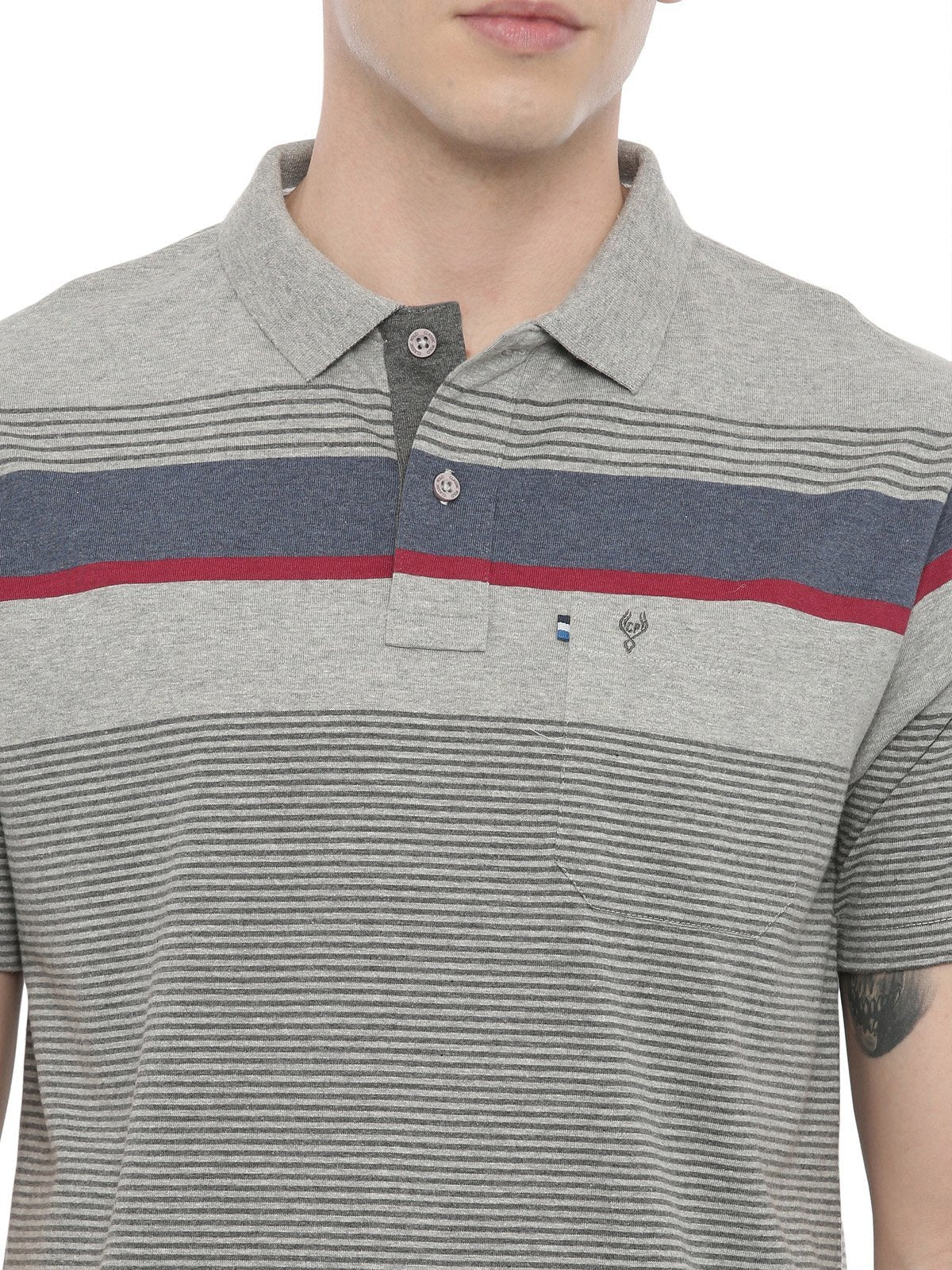 Swiss club Men's Polo Neck Half Sleeve Grey 100% Cotton Regular Fit T-Shirt STAG - 84 B AF P T-shirt Swiss Club 