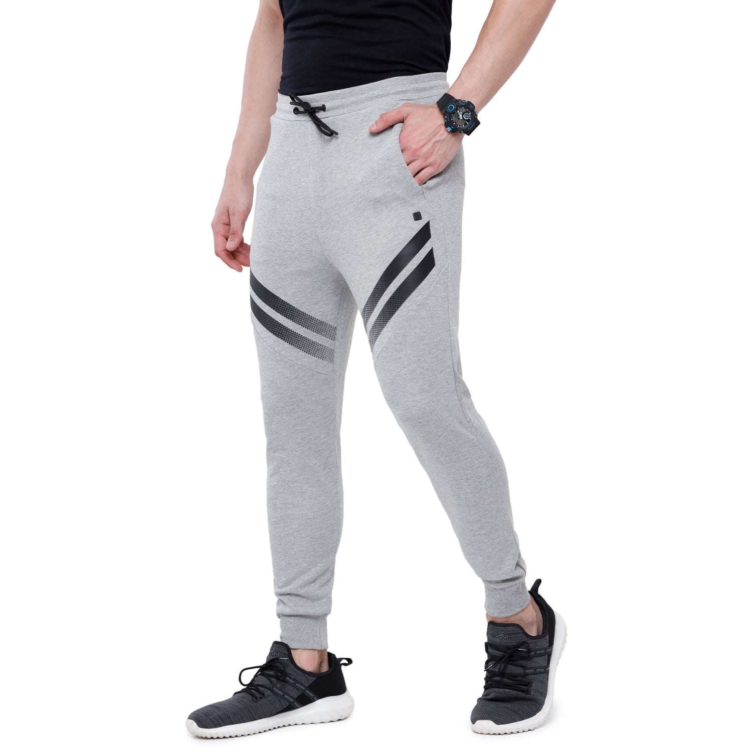 Classic Polo Men's Grey Printed Melange Slim Fit Trendy Jogger Pant - Gioz-06 B Classic Polo 