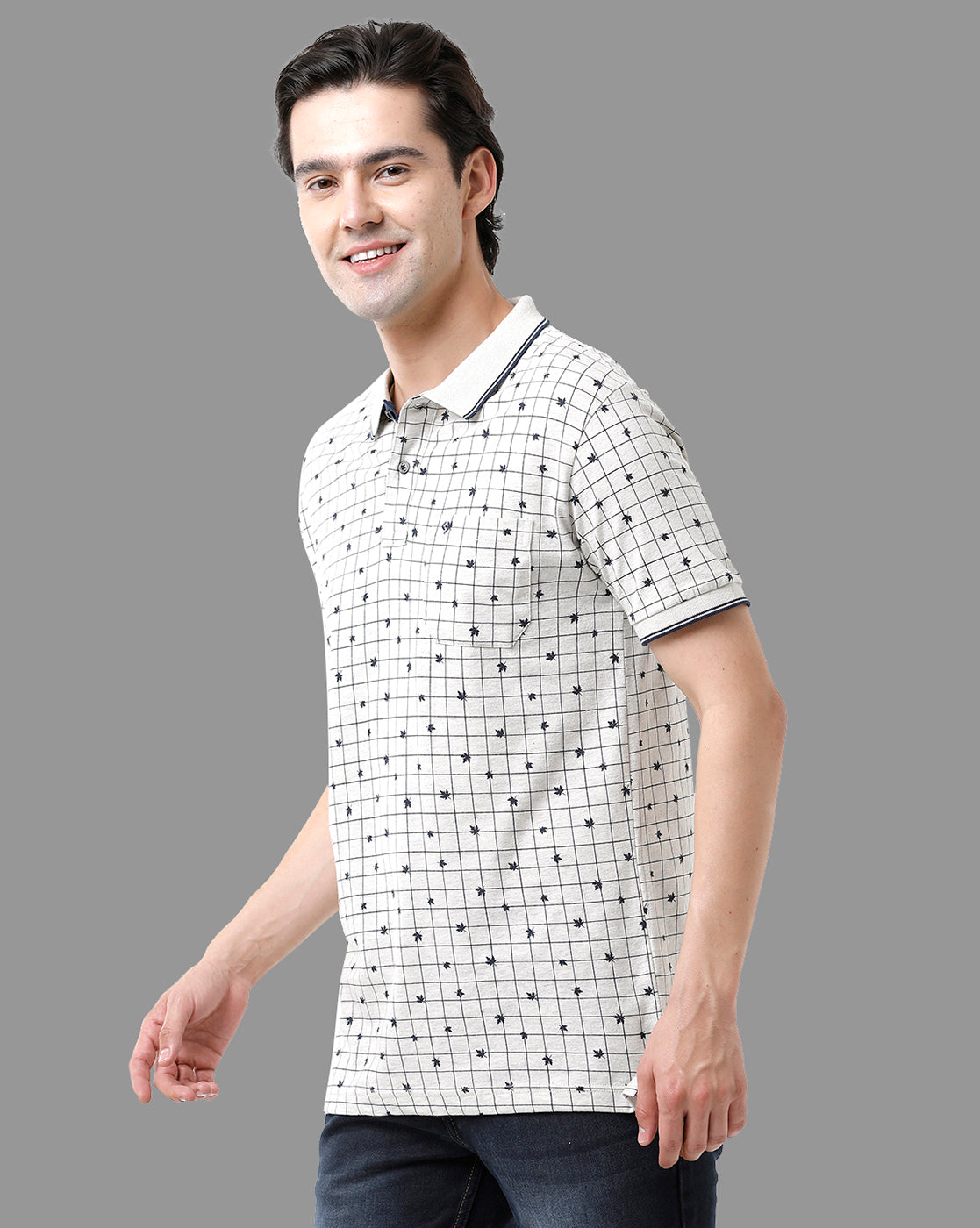Classic Polo Mens Cotton Half Sleeve Printed Slim Fit Polo Neck White Color T-Shirt | Bello - 179 B
