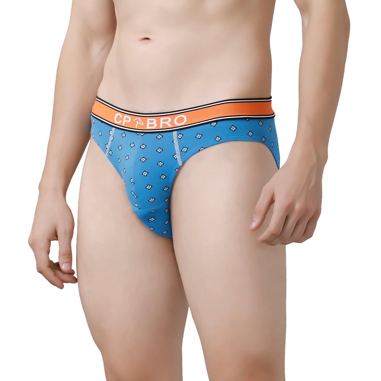 CP BRO Men's Printed Briefs with Exposed Waistband Value Pack - Blue & Blue Leaf (Pack of 2)