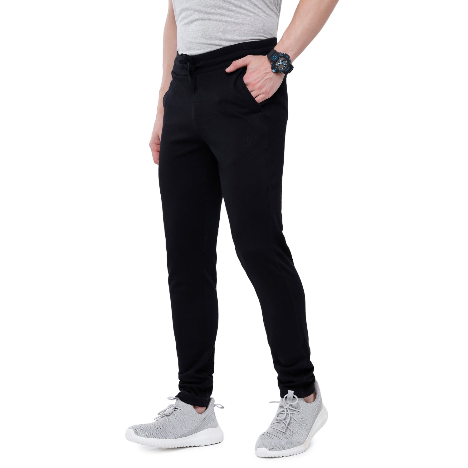 Classic Polo Men's Black Solid Melange Slim Fit Trendy Ultra Smart Track Pant - Inox - E.Black Track Pants Classic Polo 