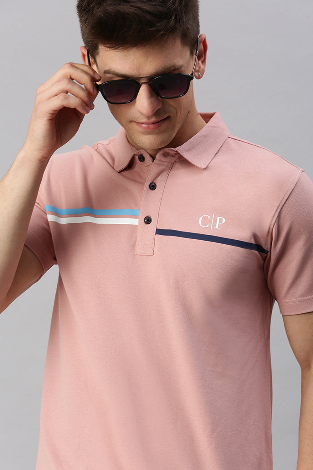 Classic Polo Men's Cotton Half Sleeve Printed Slim Fit Polo Neck Pink Color T-Shirt | Unico - 100 B