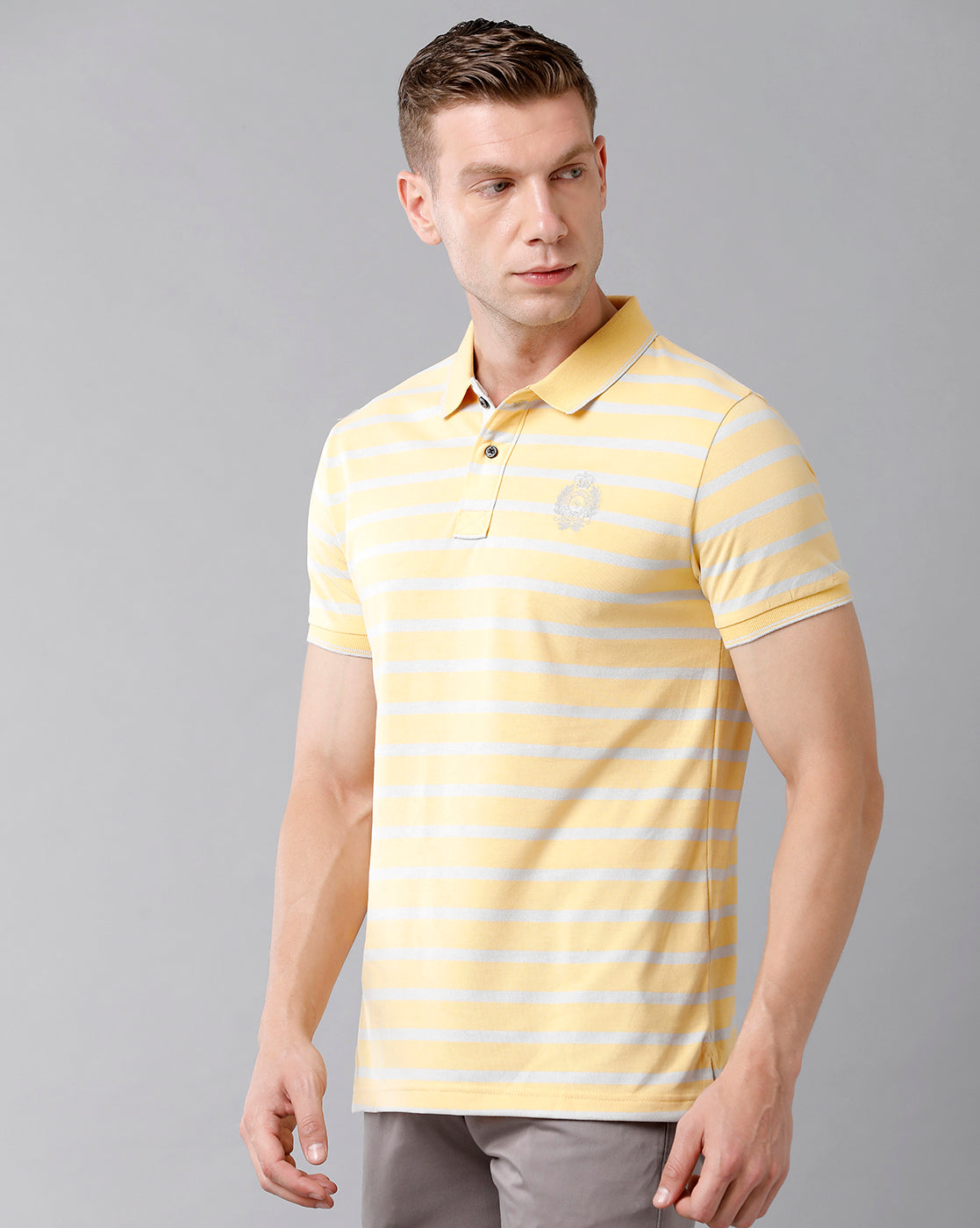 Classic Polo Men's Cotton Striped Half Sleeve Slim Fit Polo Neck Yellow Color T-Shirt | Cpeg - 281 B