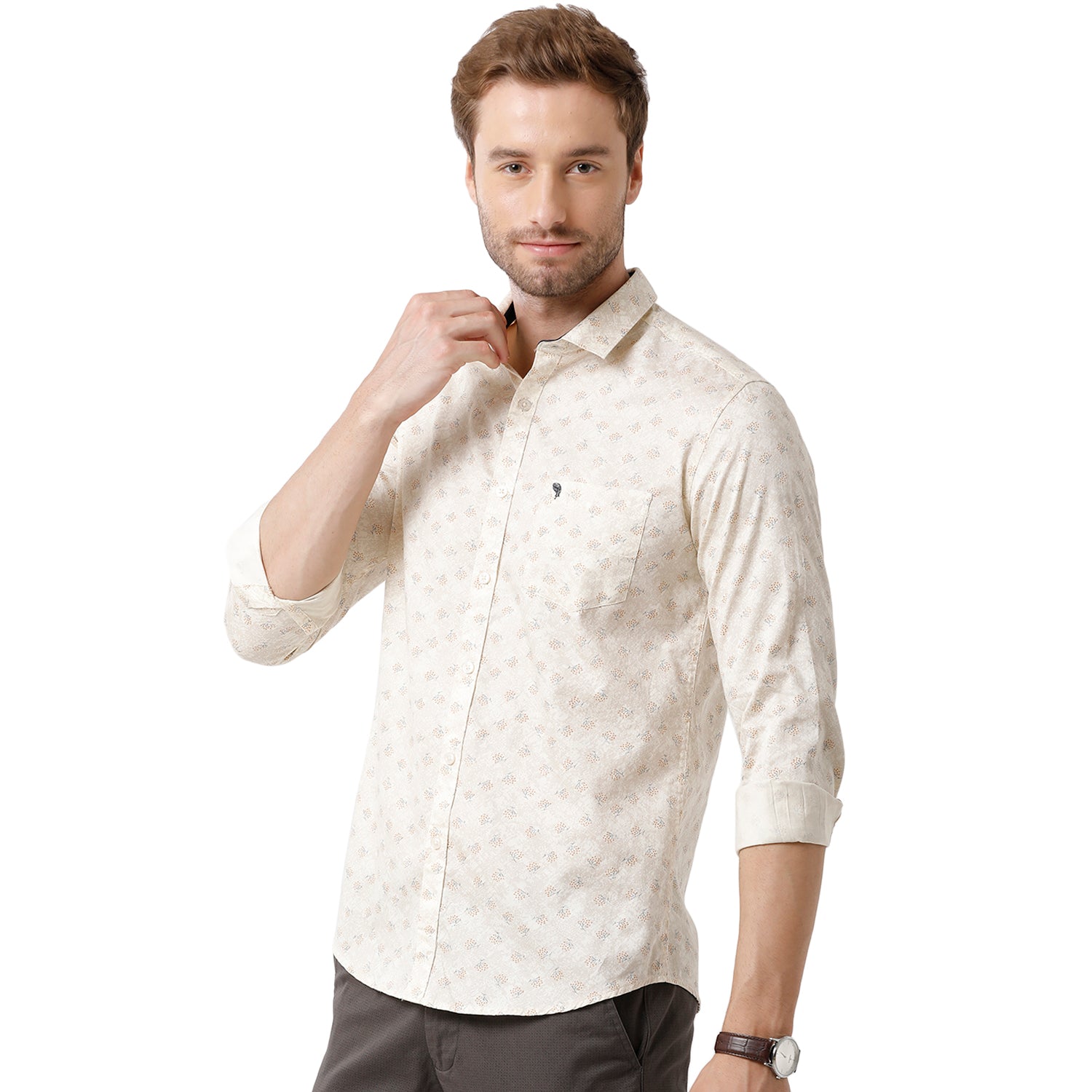 Swiss Club Mens White Color Slim Fit Full Sleeve Shirt - S-SC-101 A-FS-PRT-BSL Shirts Swiss Club 