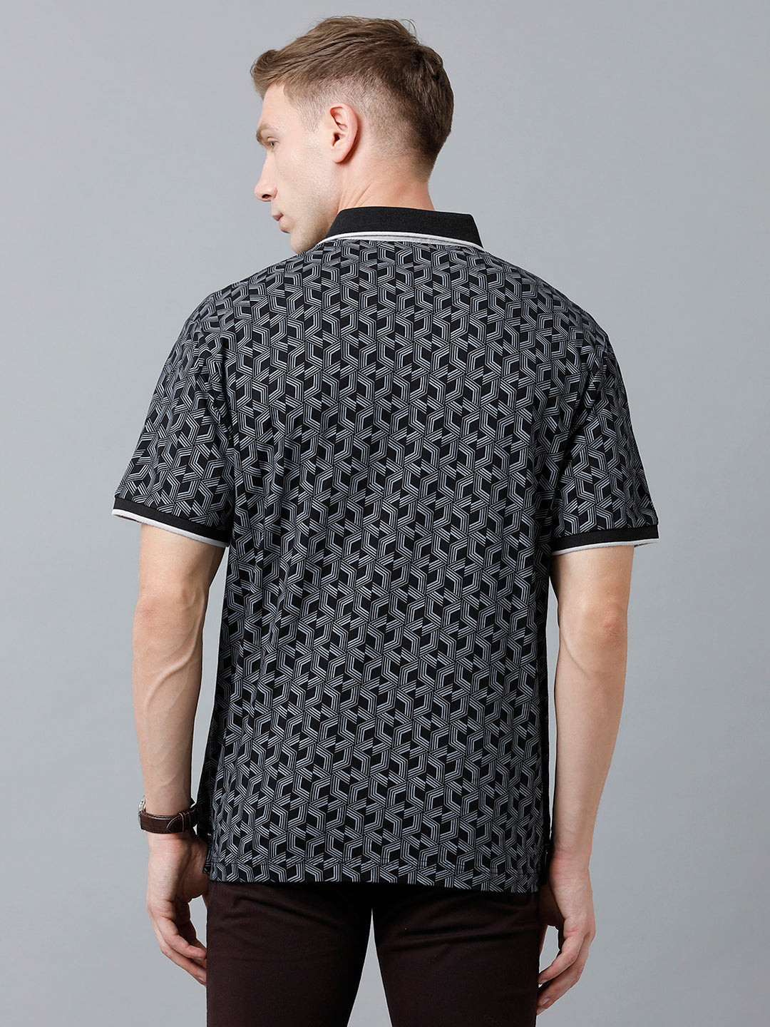 Classic Polo Men's Cotton Half Sleeve Printed Authentic Fit Polo Neck Black Color T-Shirt | Carve Polo - 10 B