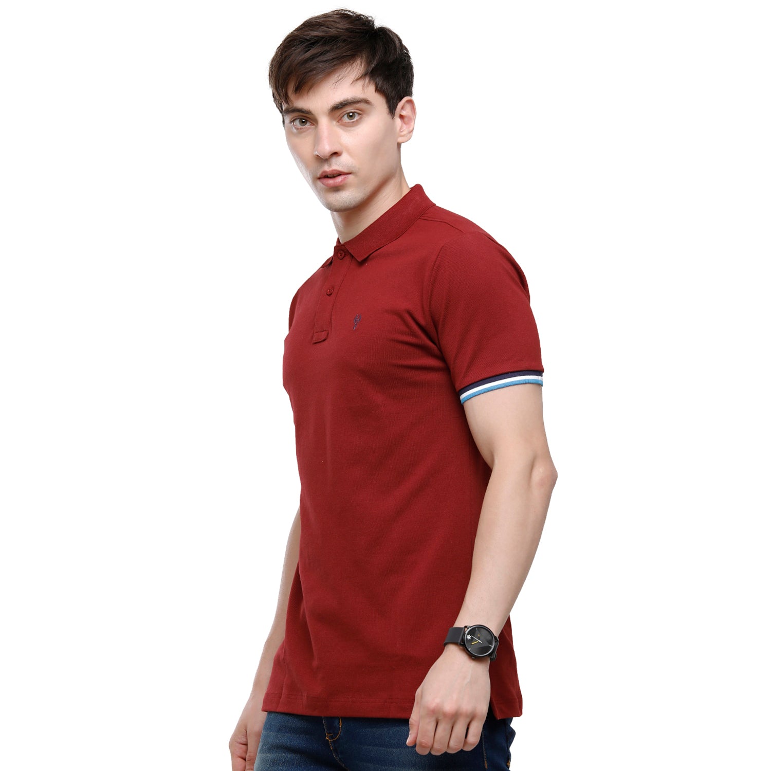 Classic polo Men's Maroon Lycra Cotton Stretch Polo Half Sleeve Slim Fit T-Shirt - Tarte Syrah T-shirt Classic Polo 