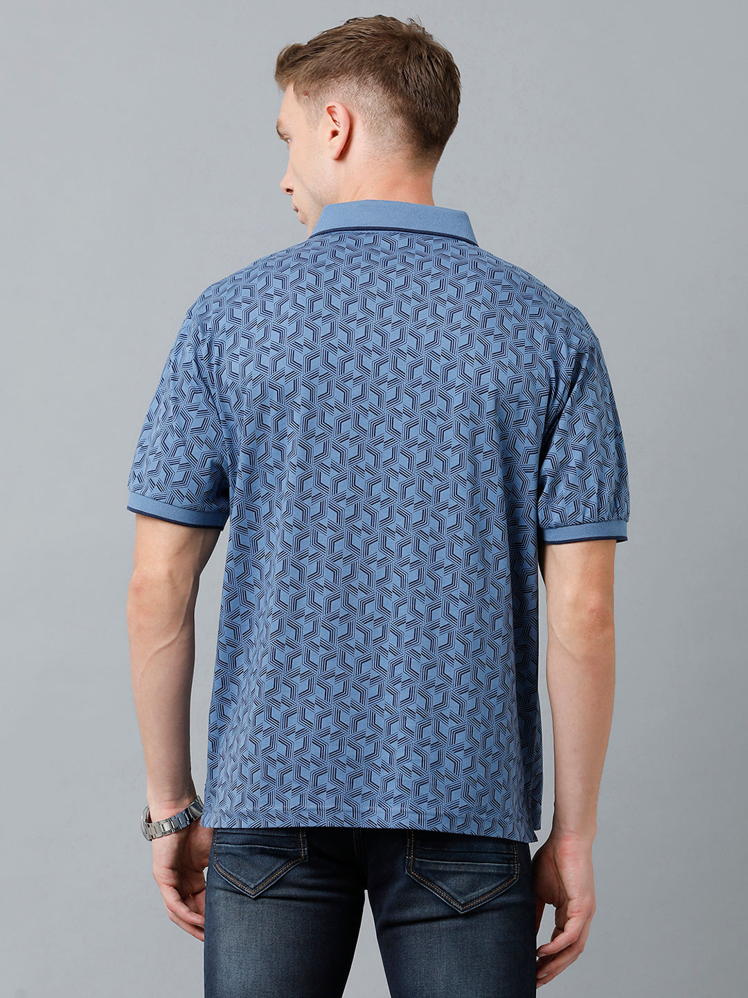 Classic Polo Men's Cotton Half Sleeve Printed Authentic Fit Polo Neck Blue Color T-Shirt | Carve Polo - 10 A