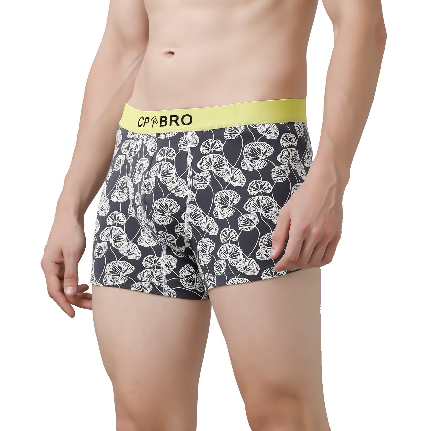 CP BRO Men's Printed Trunks with Exposed Waistband Value Pack - Grey Leaf & Grey Leaf (Pack of 2)