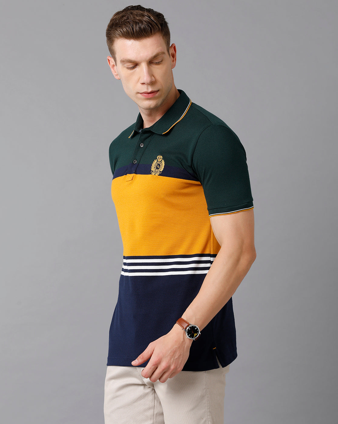 Classic Polo Men's Cotton Blend Striped Slim Fit Multicolor T-Shirt | Vta - 213 A