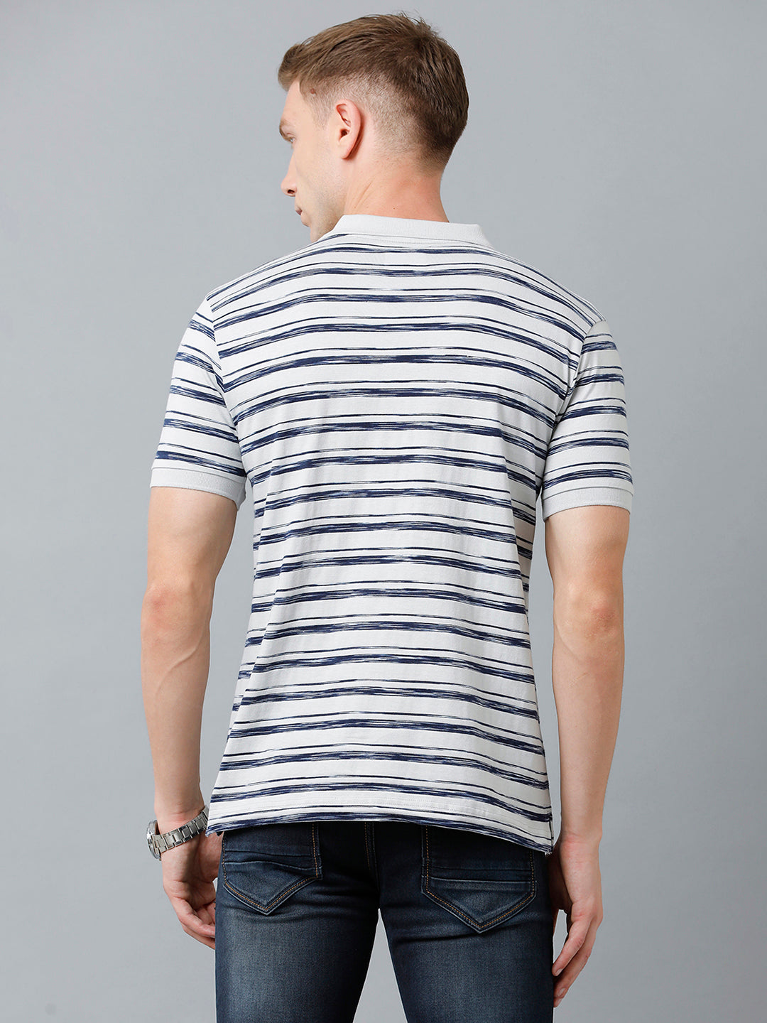 Classic Polo Men's Cotton Half Sleeve Striped Authentic Fit Polo Neck Multicolor Color T-Shirt | Nexon - 01 B