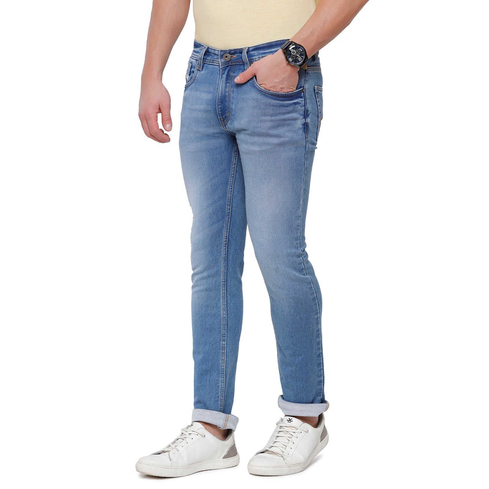 Classic Polo Mens Solid Slim Fit 98% Cotton 2% Lycra Blue Fashion Denim ( CPDM2-01B-LBT-SL-LY_30INCH ) Jeans Classic Polo 