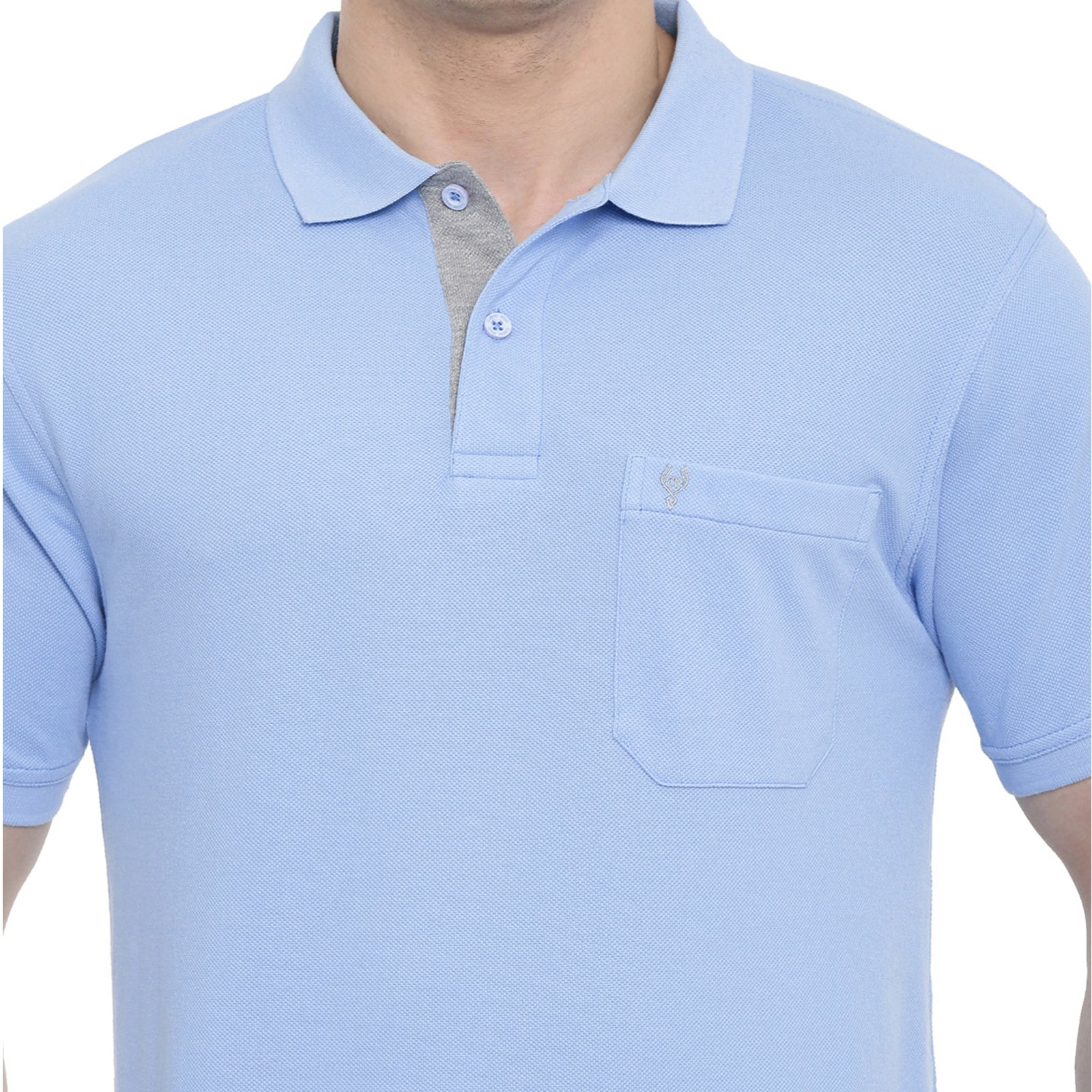 Classic Polo Sky Blue Polo Neck Authentic Fit T Shirt Men - 4SSN 201 T-shirt Classic Polo 