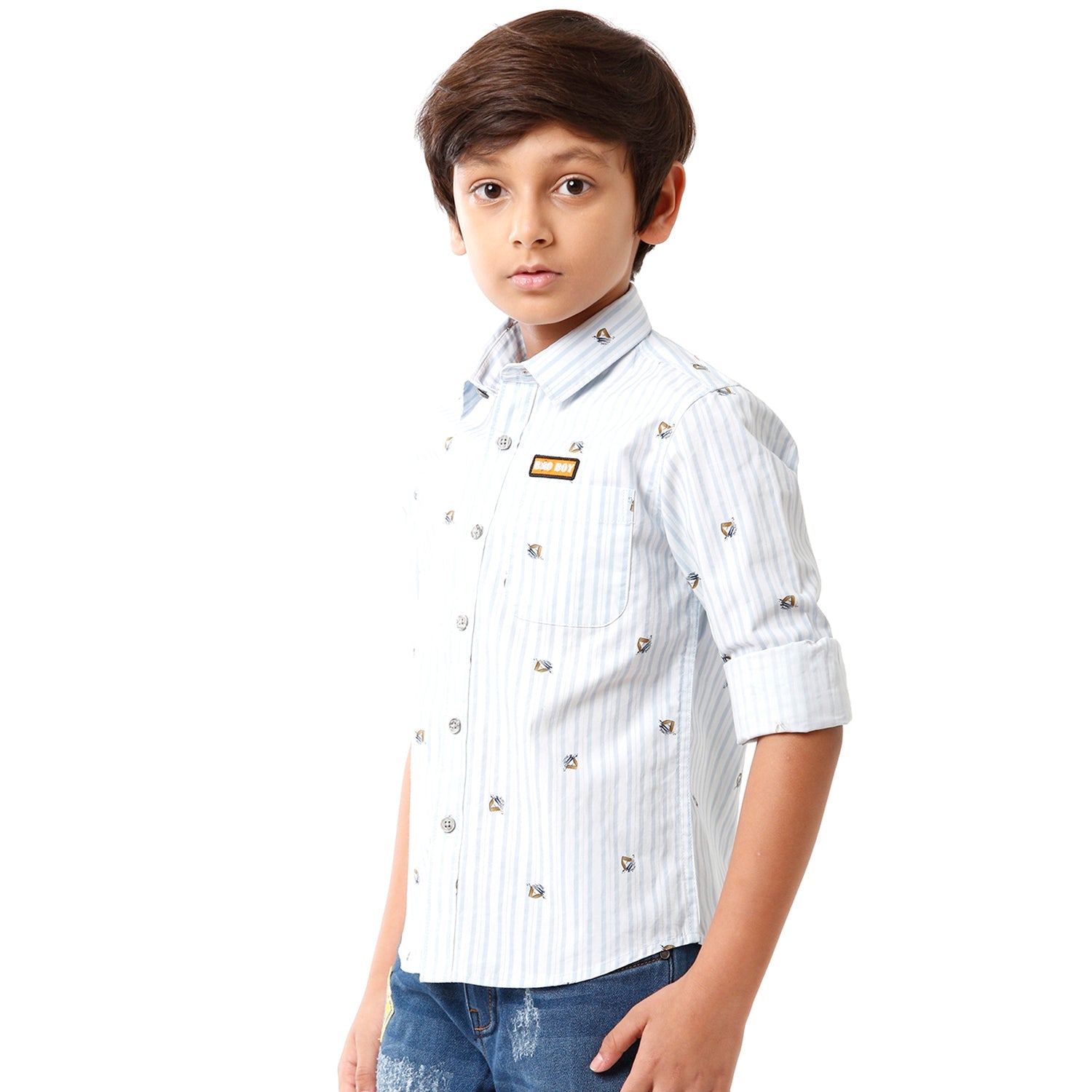 Classic Polo Bro Boys Printed Full Sleeve Slim Fit Light Blue Color Shirt - BBSH S2 01 A Shirts Classic Polo 
