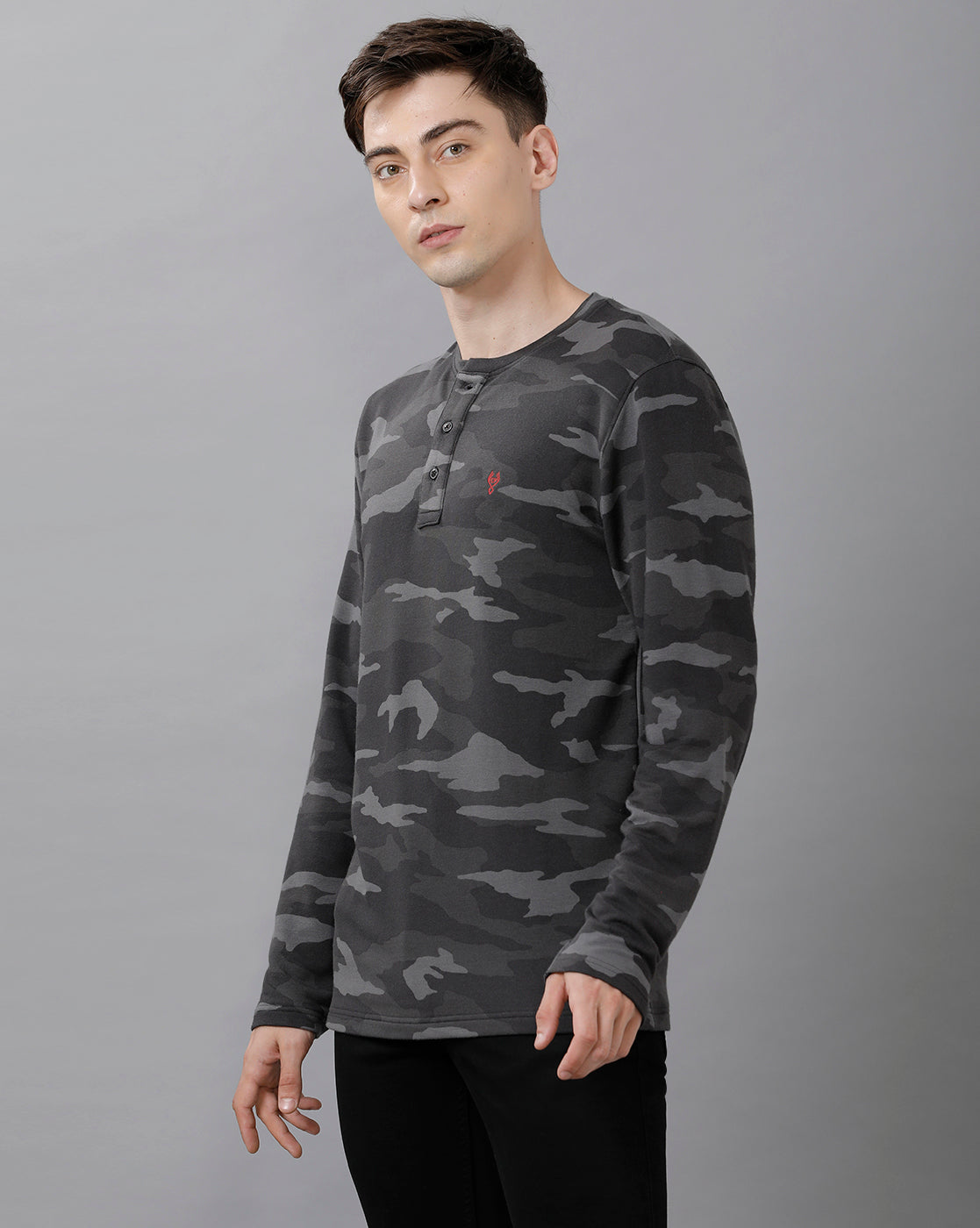 Classic Polo Mens Cotton Printed Full Sleeve Slim Fit Round Neck Multicolor T-Shirt | Baleno Fs 486