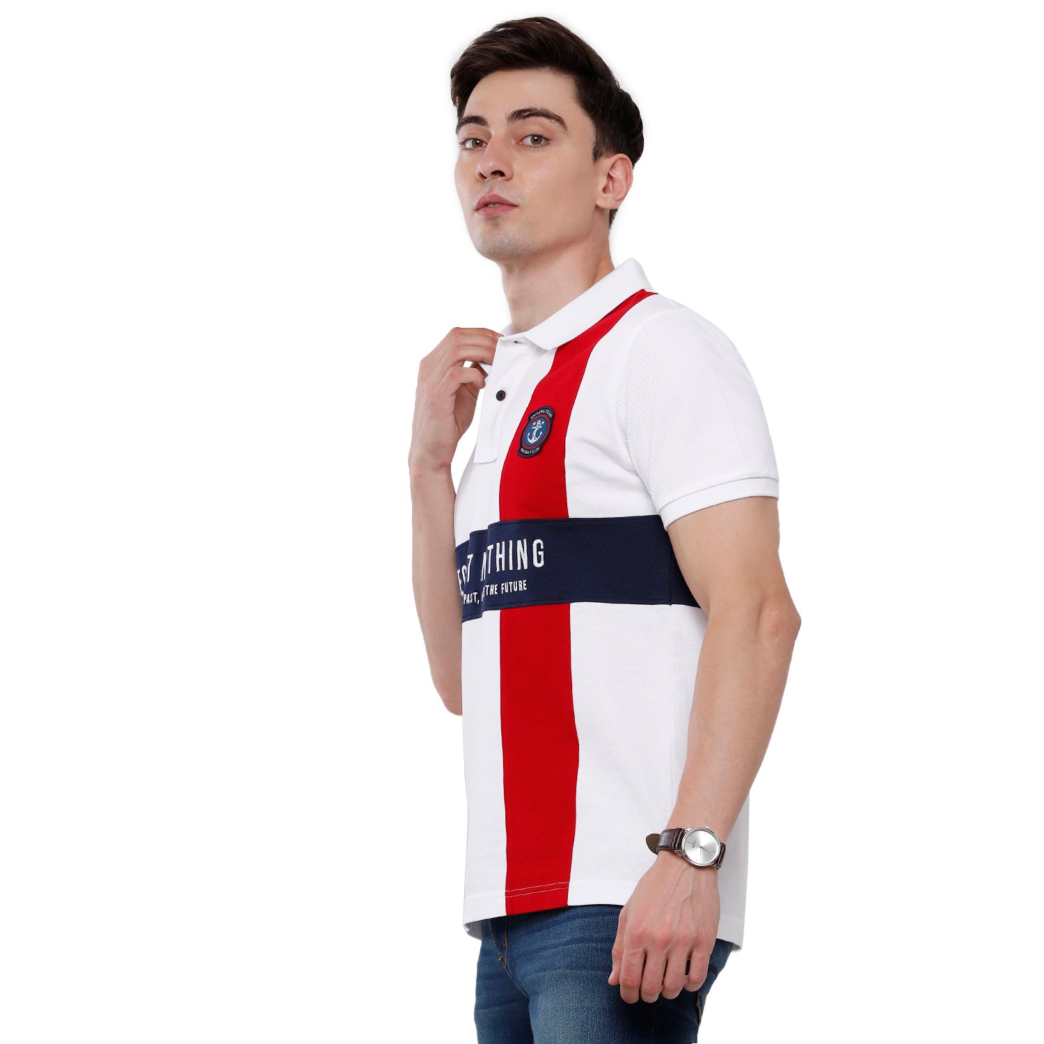 Swiss Club Mens Color Block Half Sleeve Slim Fit T-Shirt (STAG - 201 A SF P) T-shirt Swiss Club 