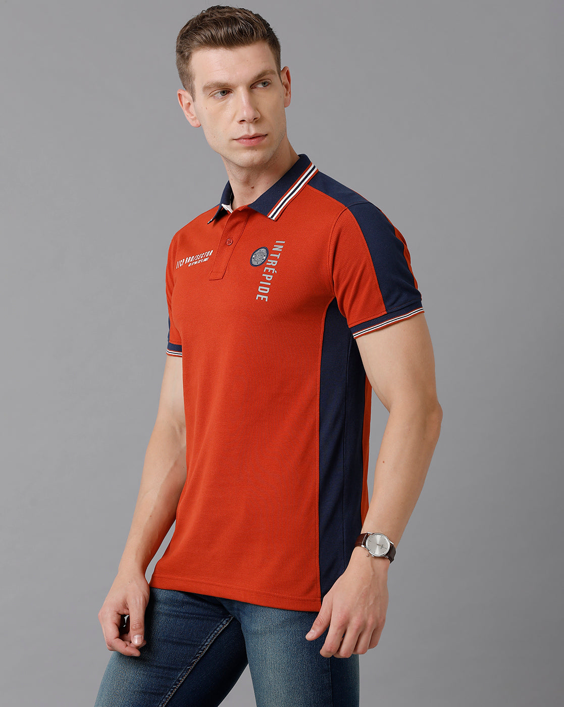 CP BRO Men's Cotton Color Block Slim Fit Multicolor T-Shirt | Brp - 338 B