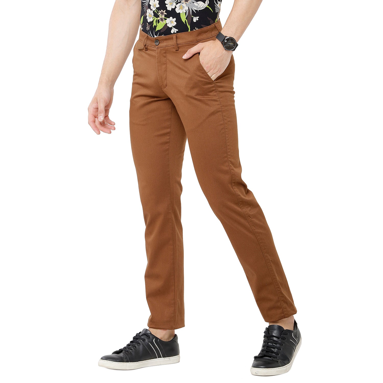 Classic Polo Mens 100% Cotton Solid Slim Fit Khaki Color Trousers - TN1-17 D-RST classic polo trousers Classic Polo 