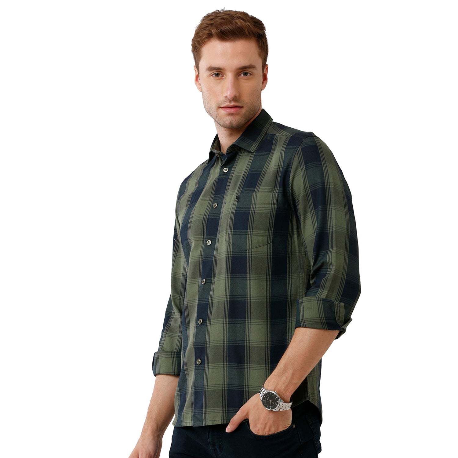 Swiss Club Mens Checked Full Sleeve Slim Fit Polo Neck Multicolor Woven Shirt -SC 114 A Swiss Club 