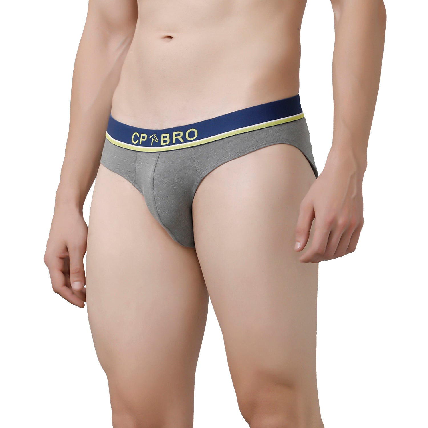 CP BRO Men's Solid Briefs with Exposed Waistband Value Pack - Grey & Navy (Pack of 2)