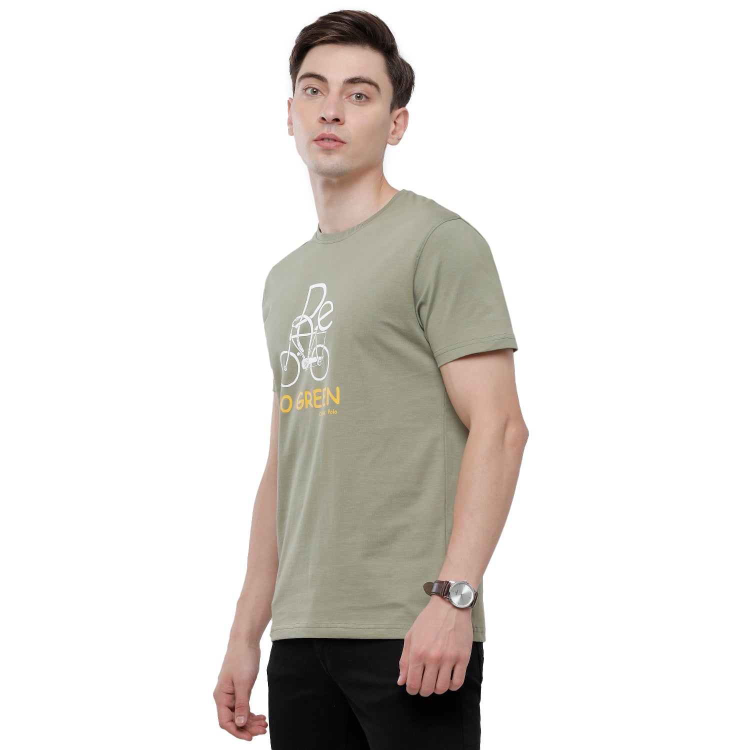 Classic Polo Mens Chest Print Half Sleeve Slim Fit T-Shirt (BALENO - 402 A SF C) T-shirt Classic Polo 